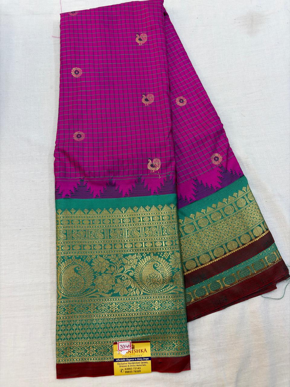 Semi Gadwal Checks Saree