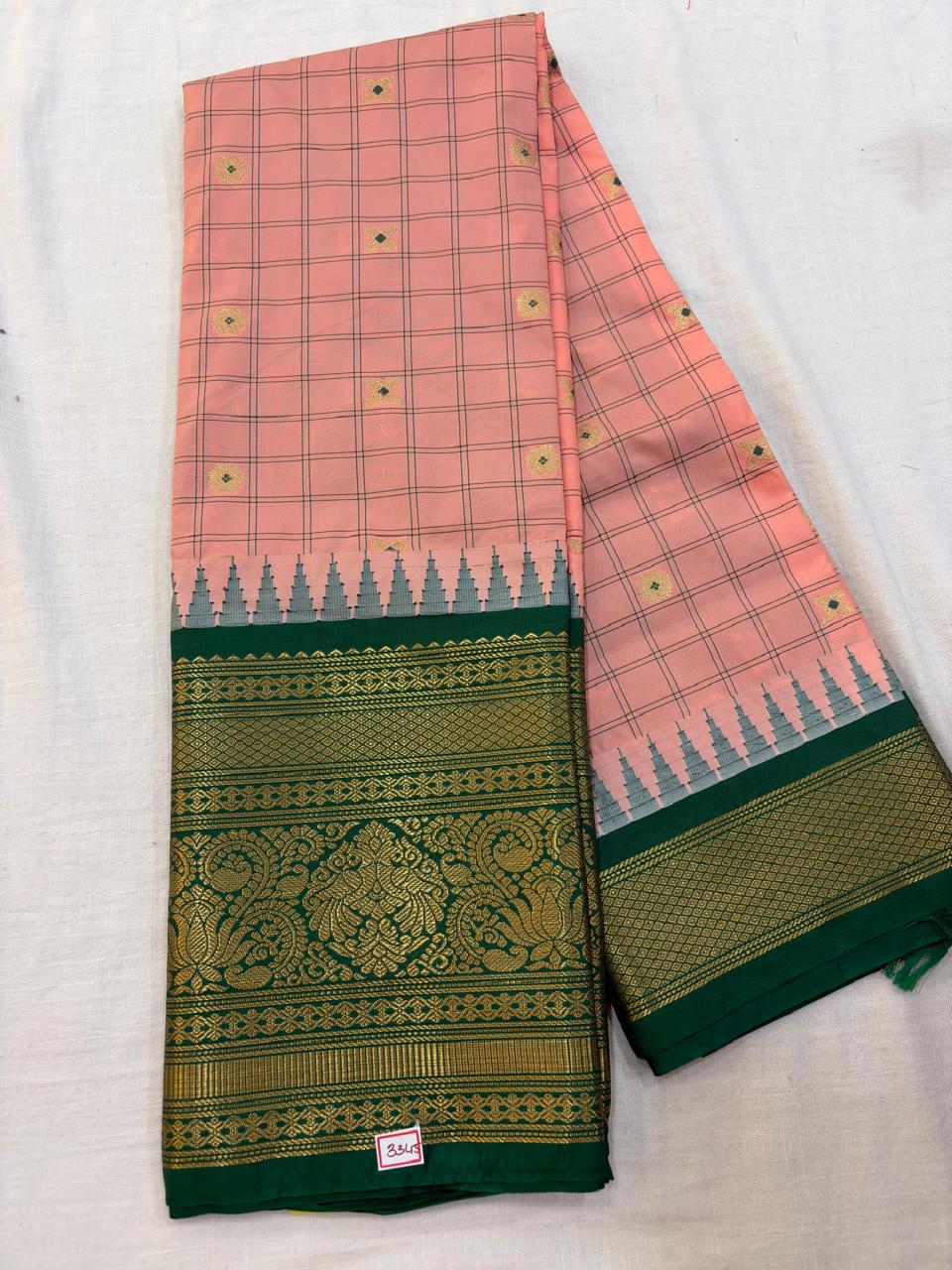 Semi Gadwal Checks Saree