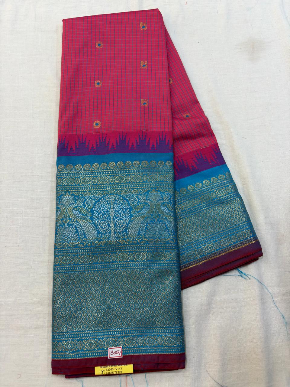 Semi Gadwal Checks Saree