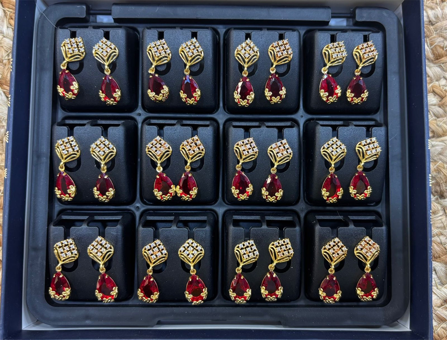CZ Earrings-Red