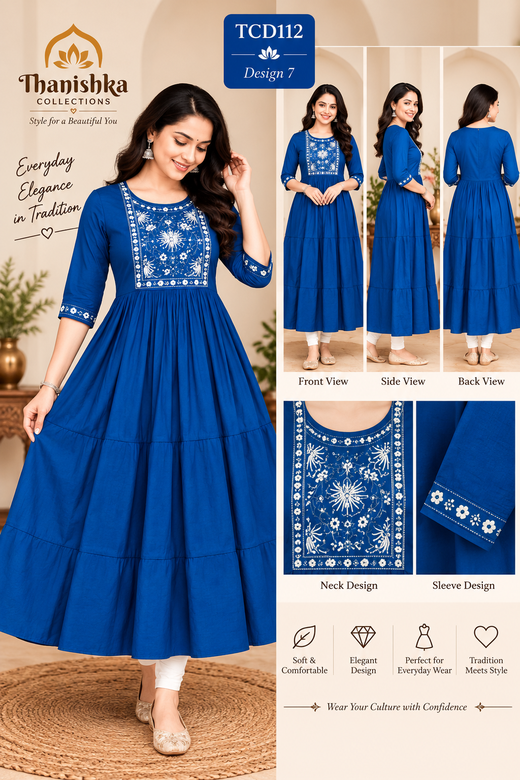 Vatican Silk Embroidery Umbrella Kurtis