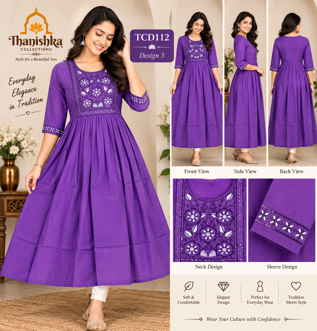 Vatican Silk Embroidery Umbrella Kurtis