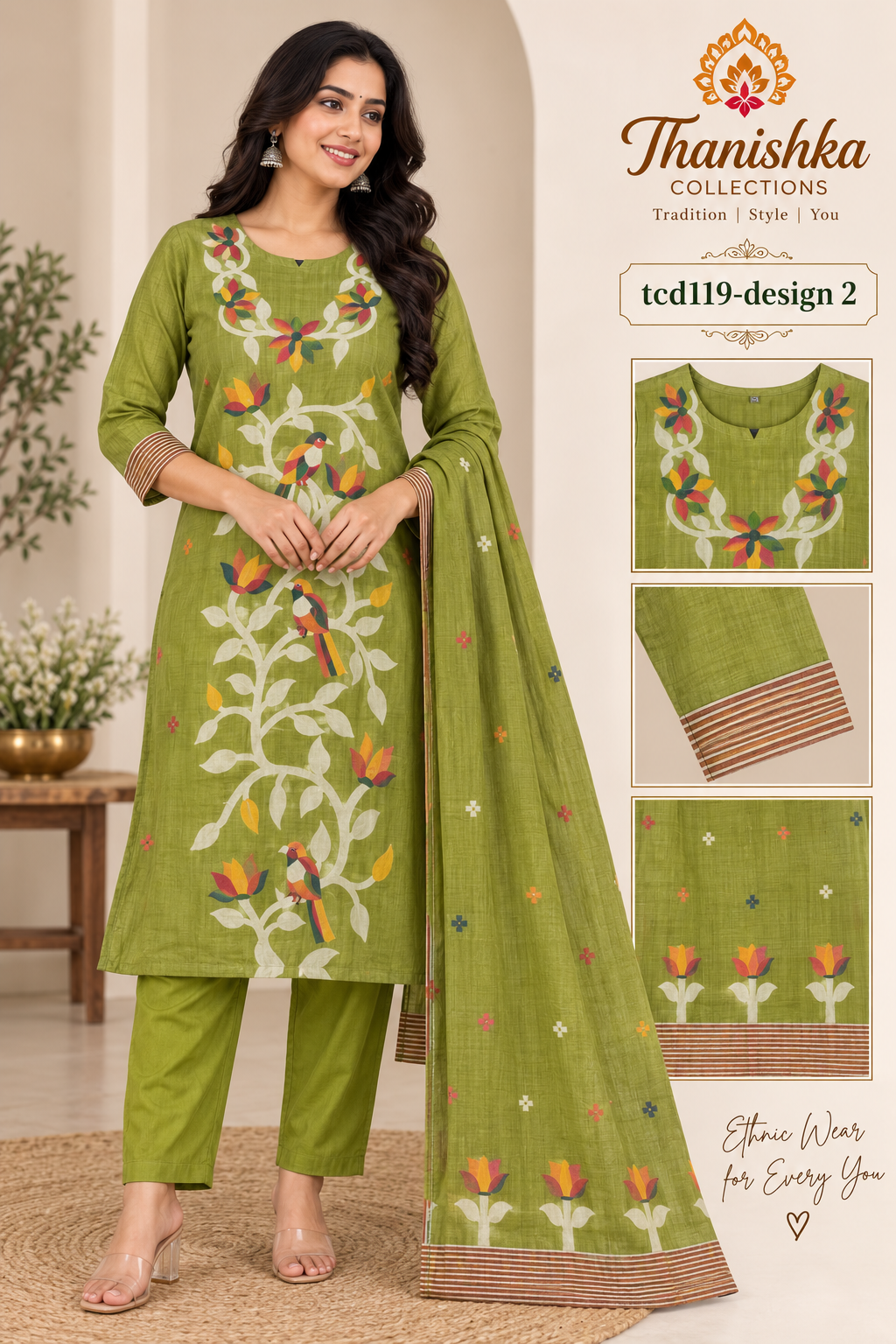Jamdani 3 Piece Kurti Set