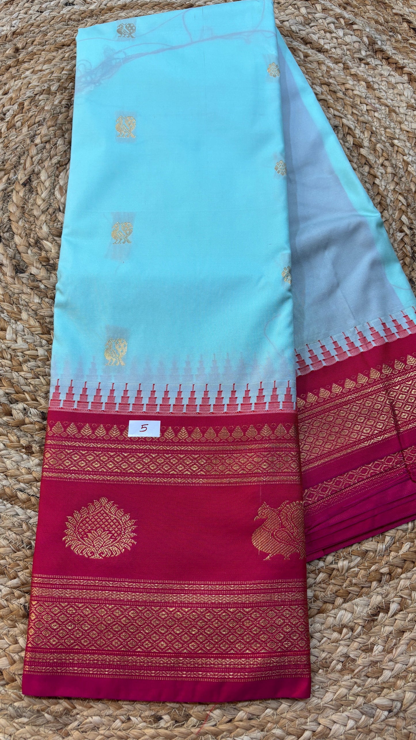 Semi Gadwal Silk Gap Border Saree-5