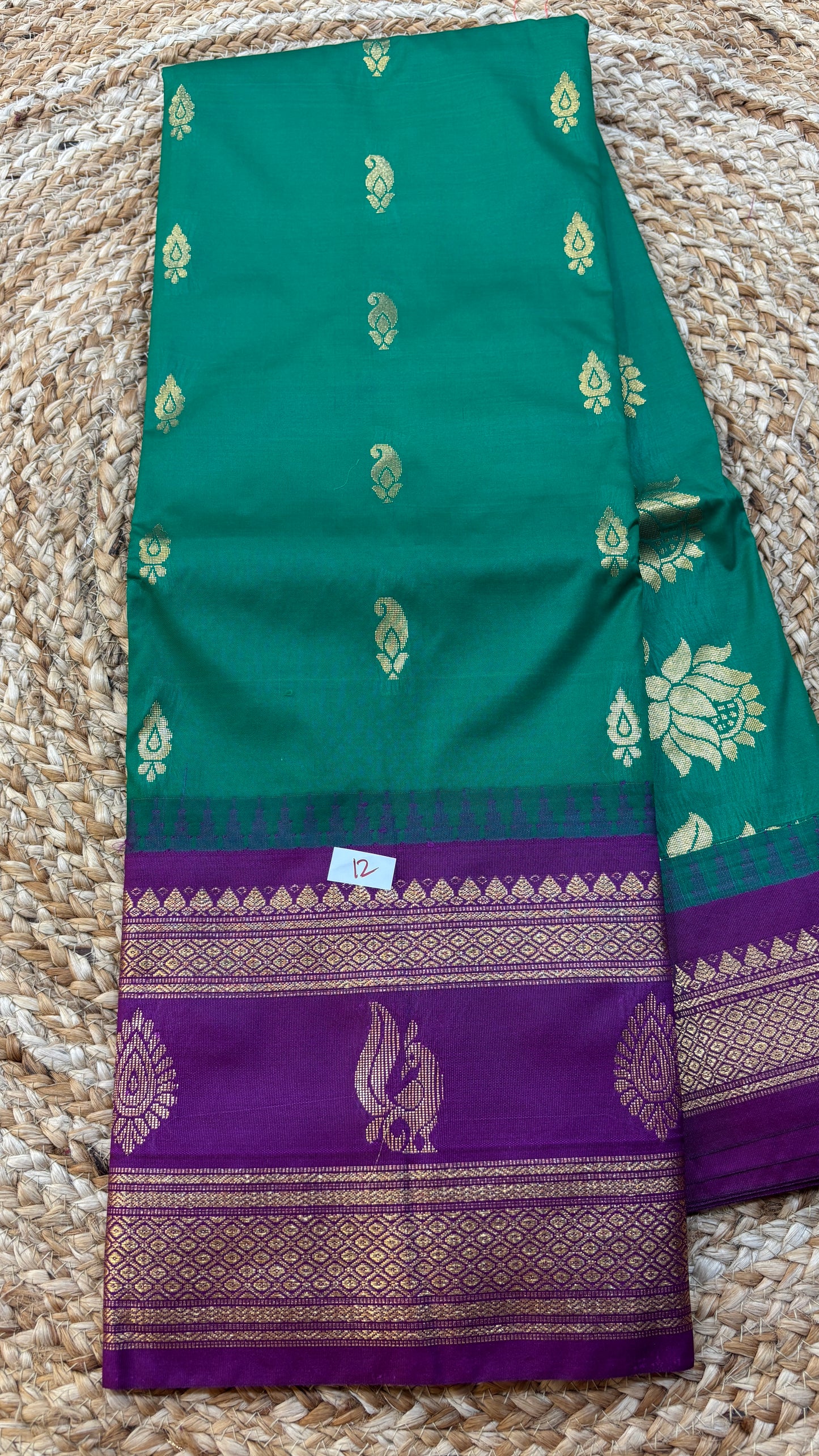 Semi Gadwal Silk Gap Border Saree-12