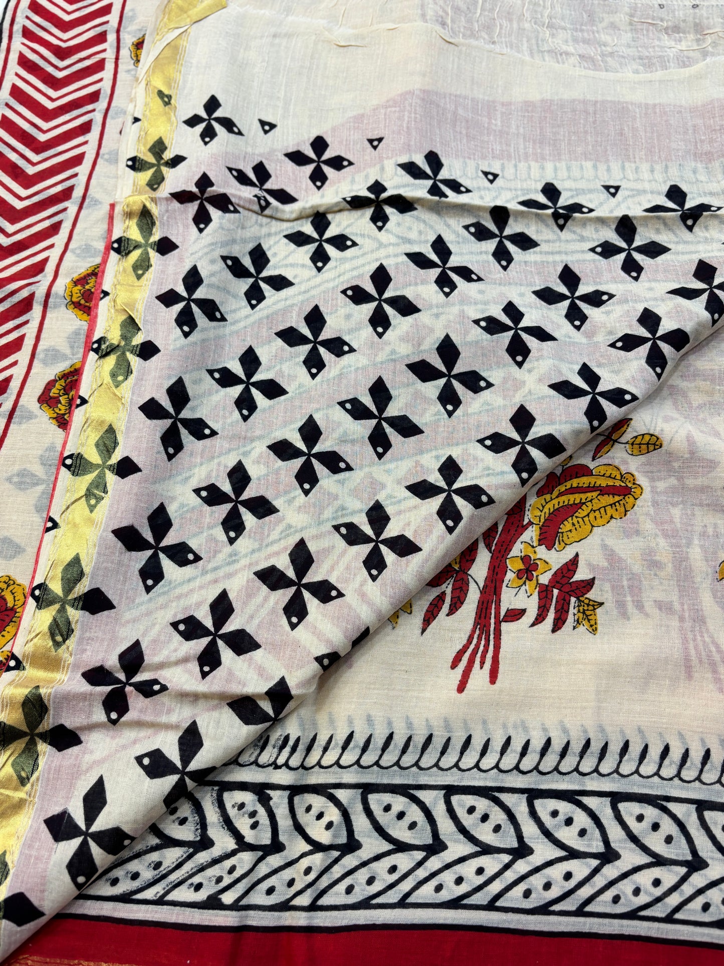 Chanderi cotton Block printed Saree