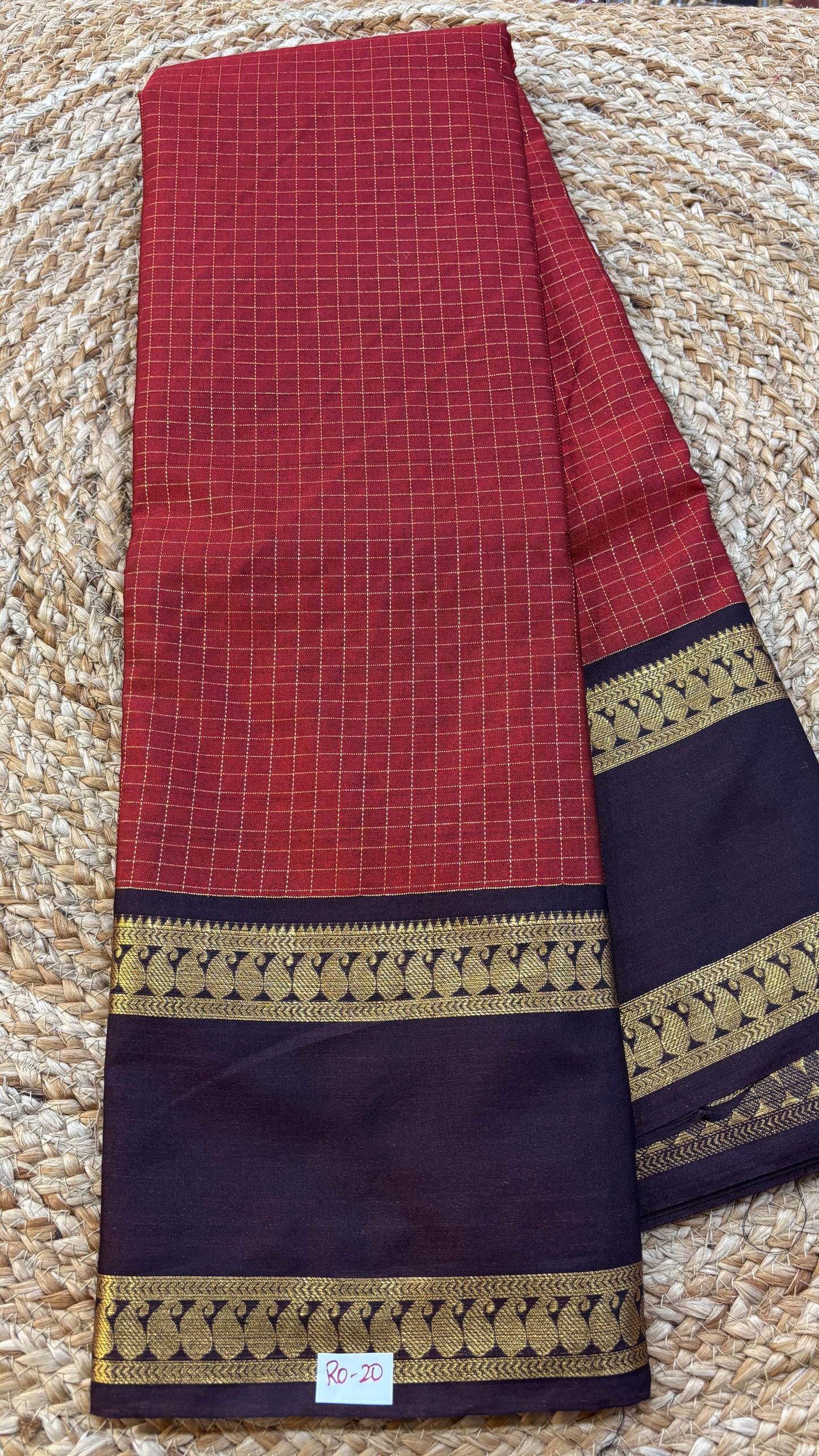 Semi Gadwal Rust Orange with Brown Saree