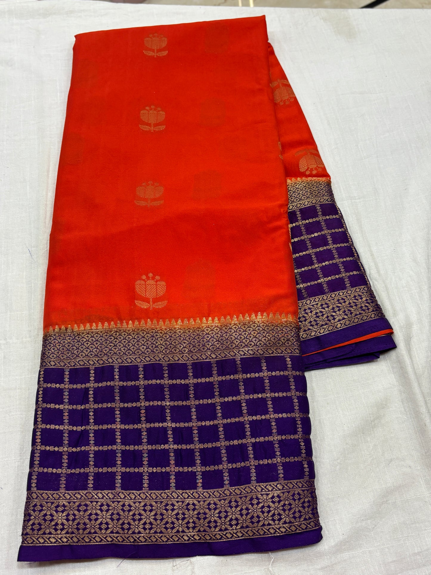 Mysore Crepe Rich pallu saree