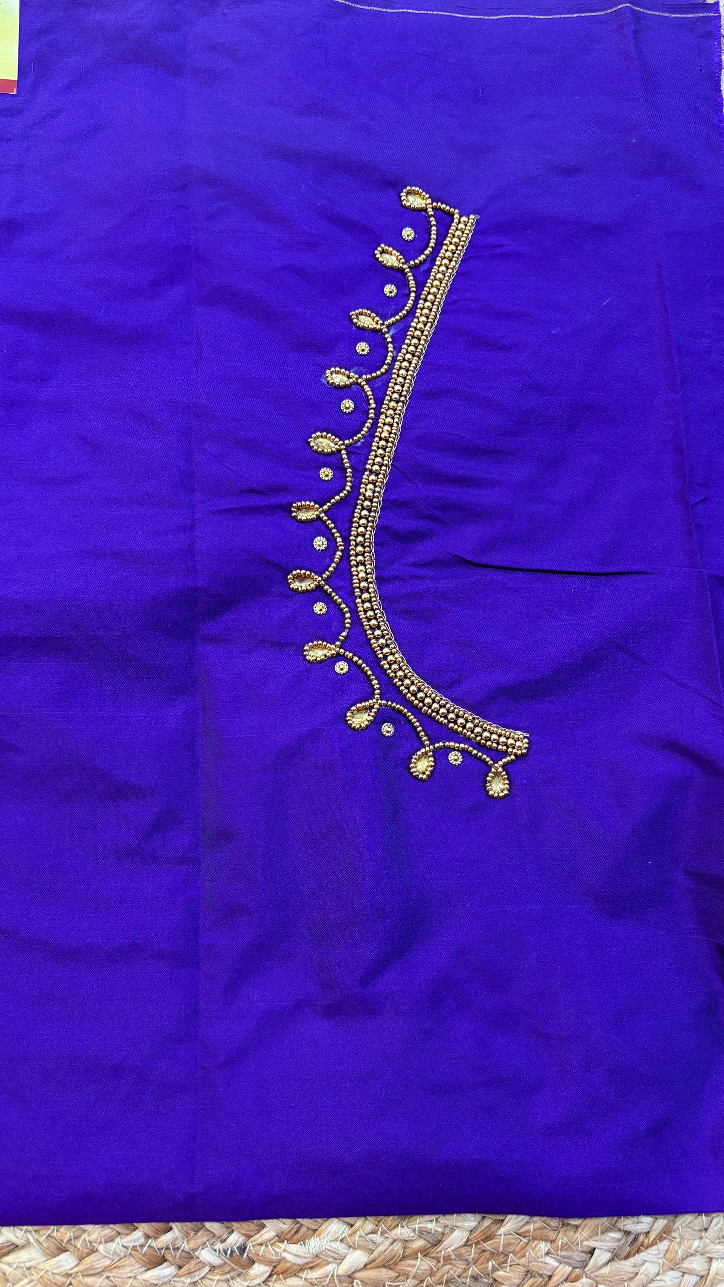 1.5 mtr Maggam work blouse- Purple