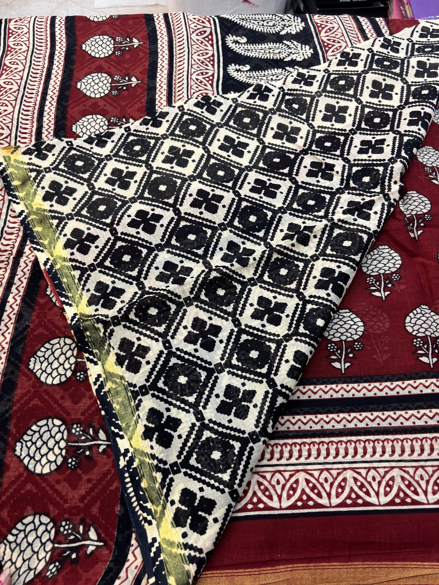 Chanderi cotton Block printed Saree