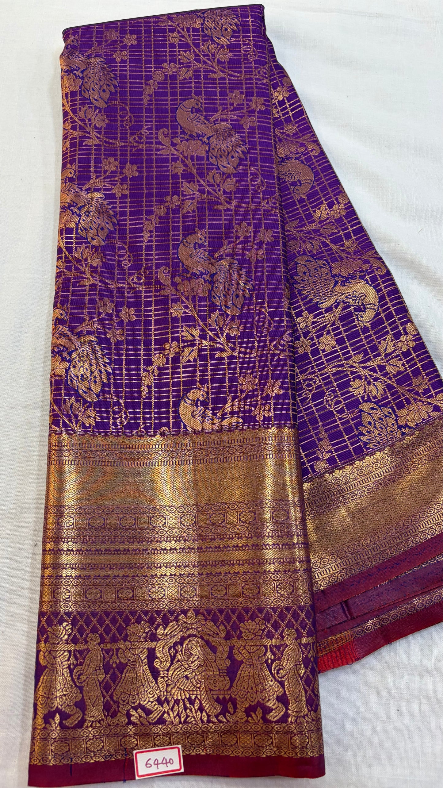 Semi Kanchi Pattu saree Purple with Wine