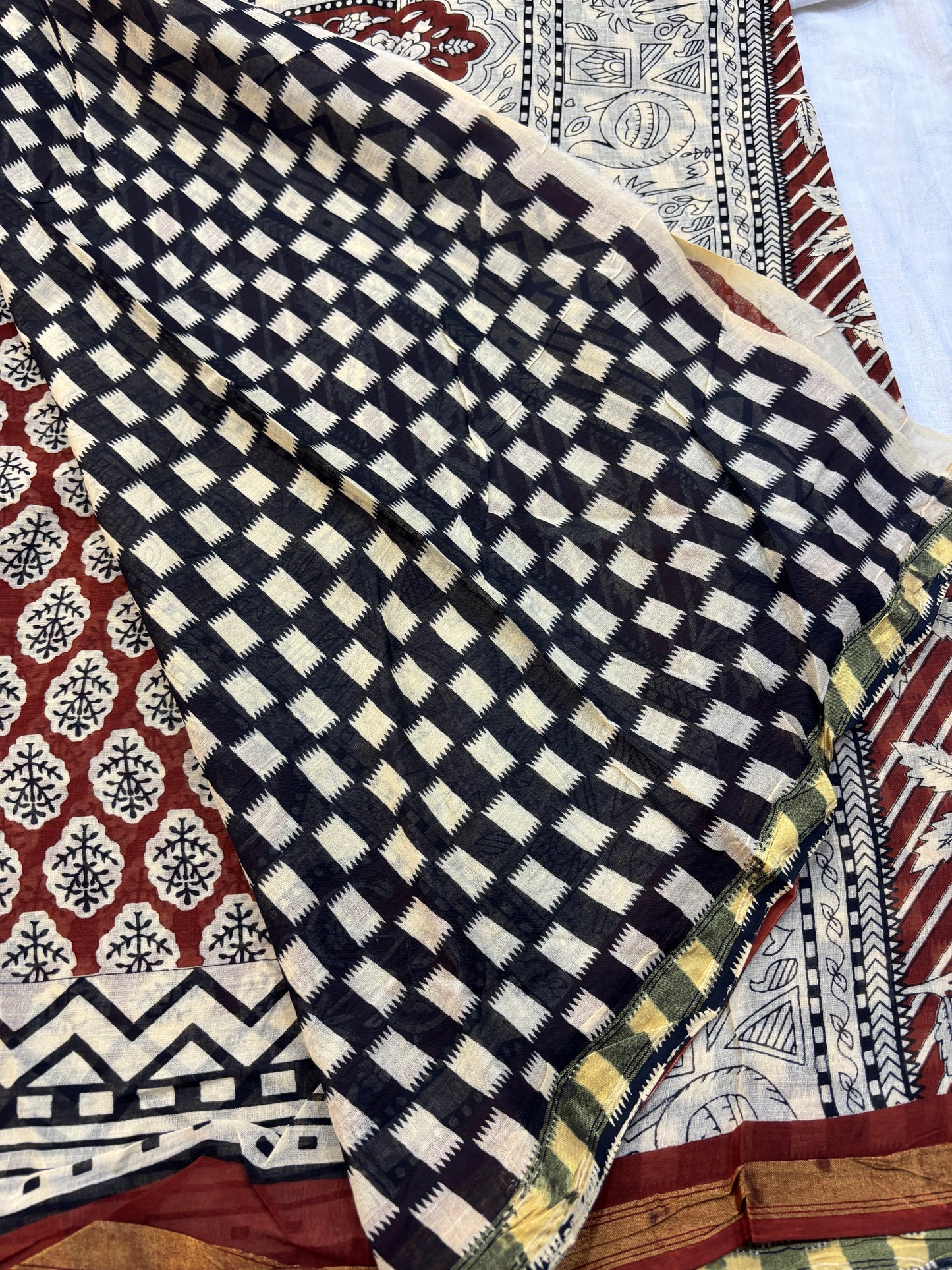 Chanderi cotton Block printed Saree