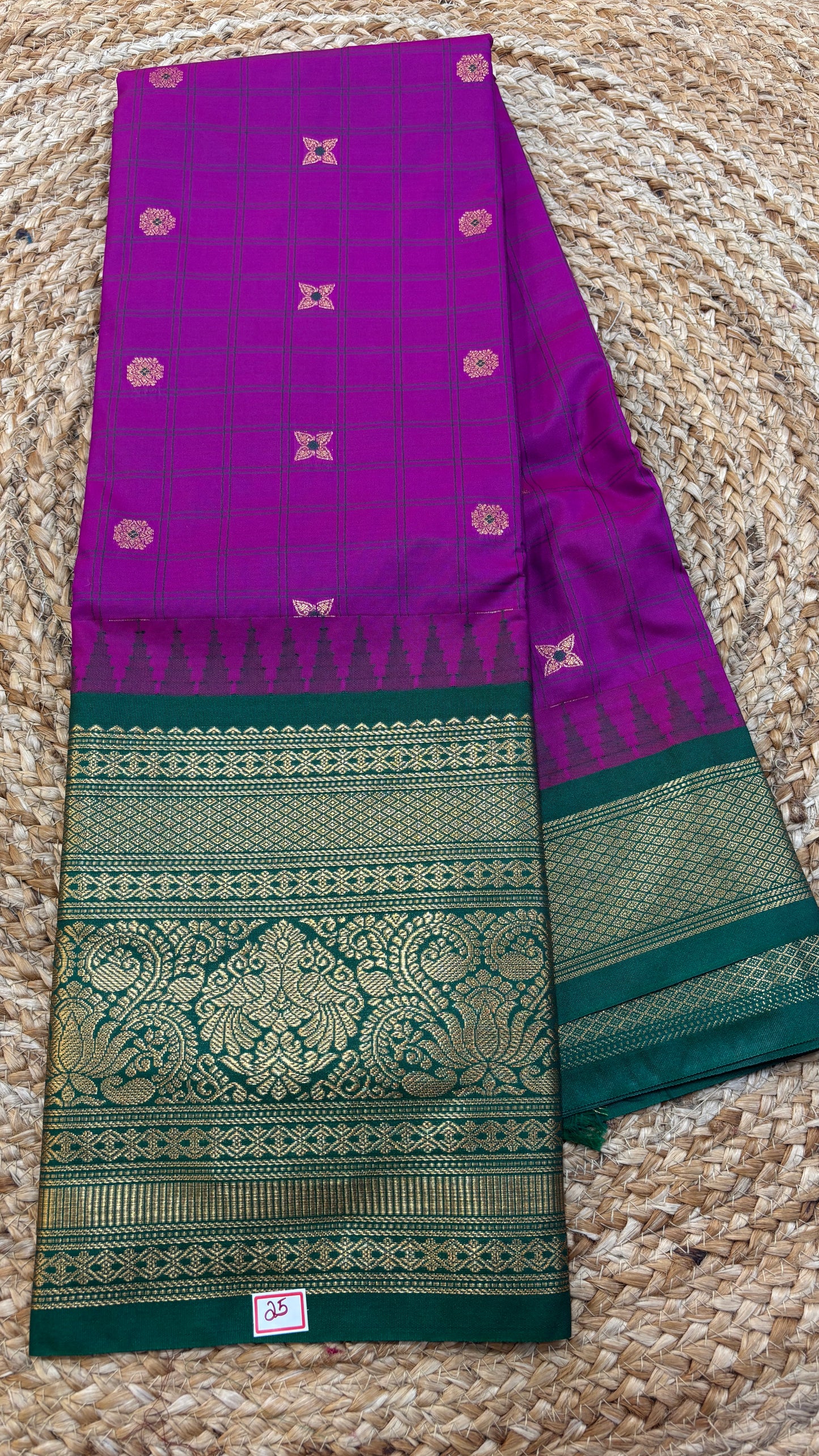 Semi Gadwal Checks Saree