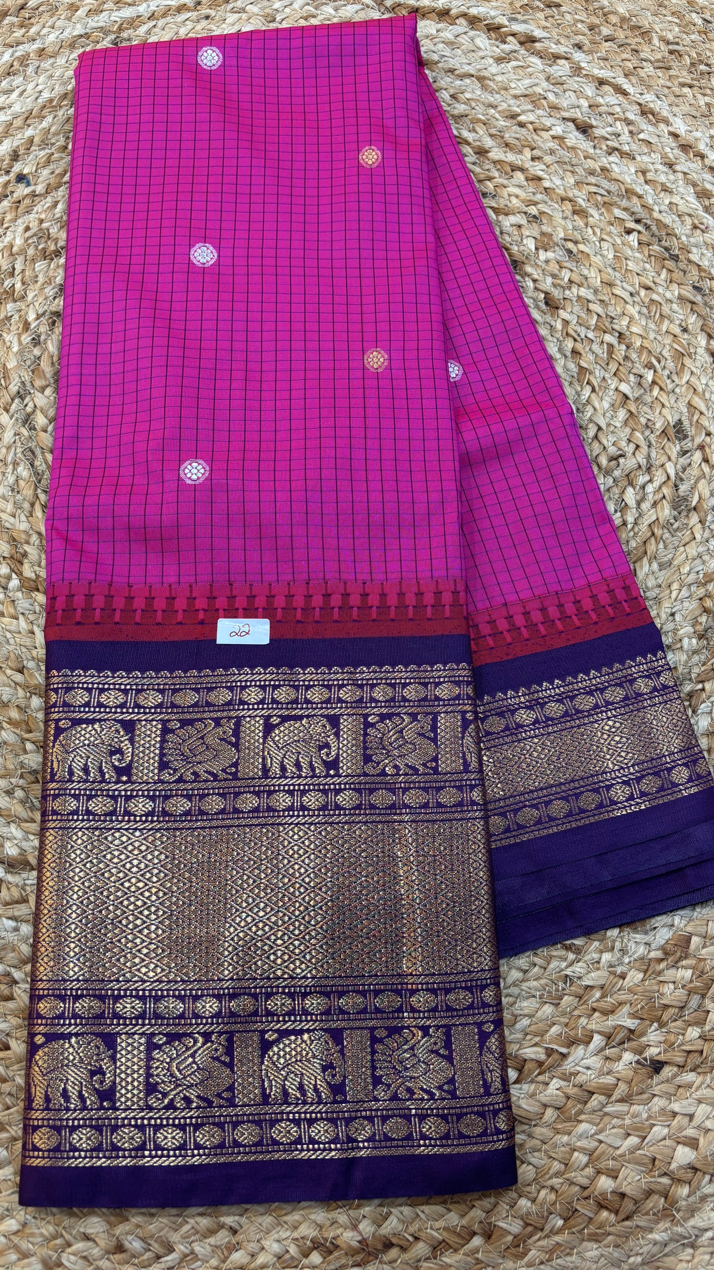Semi Gadwal Checks Saree