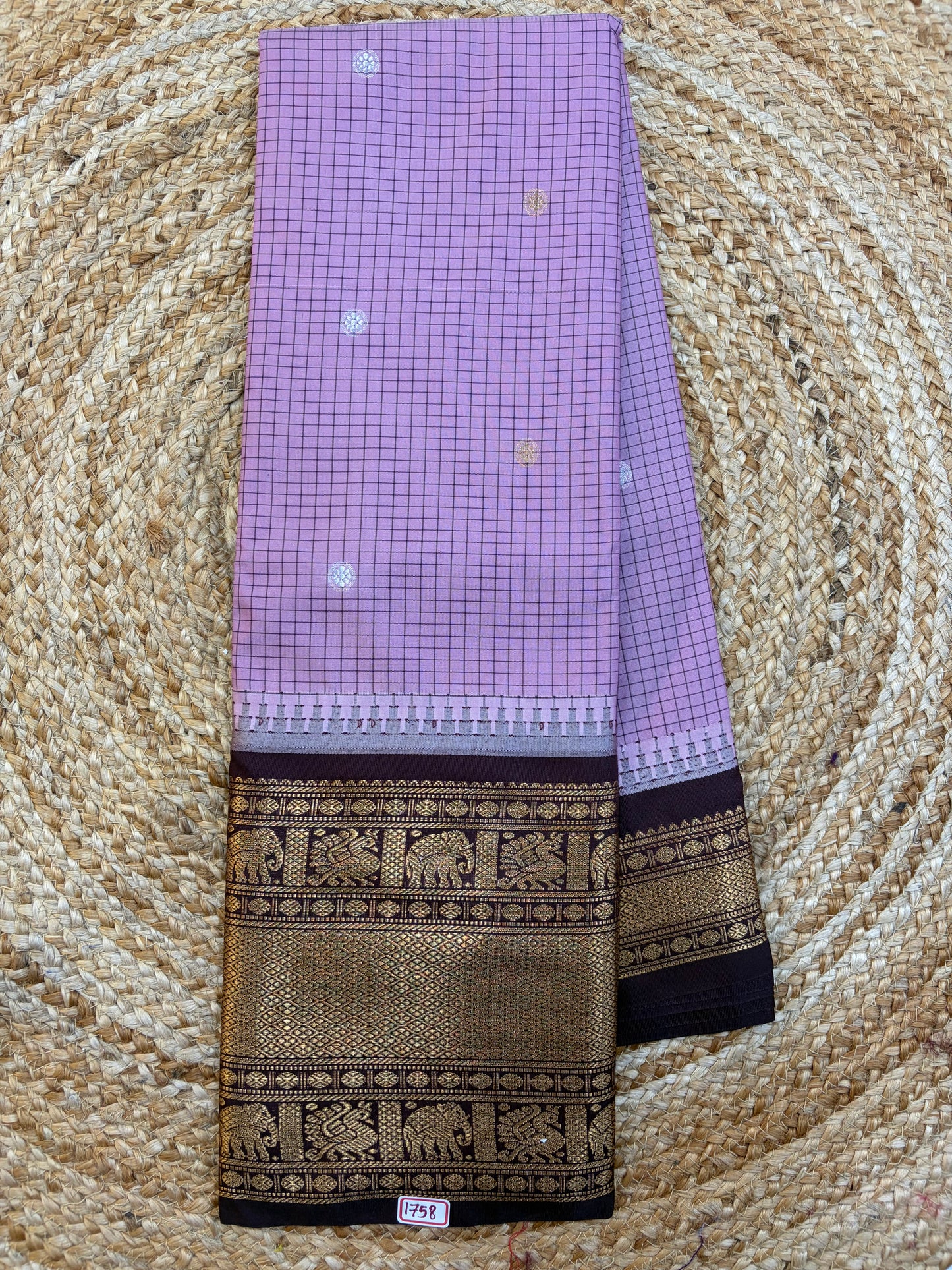 Semi Gadwal Checks Saree