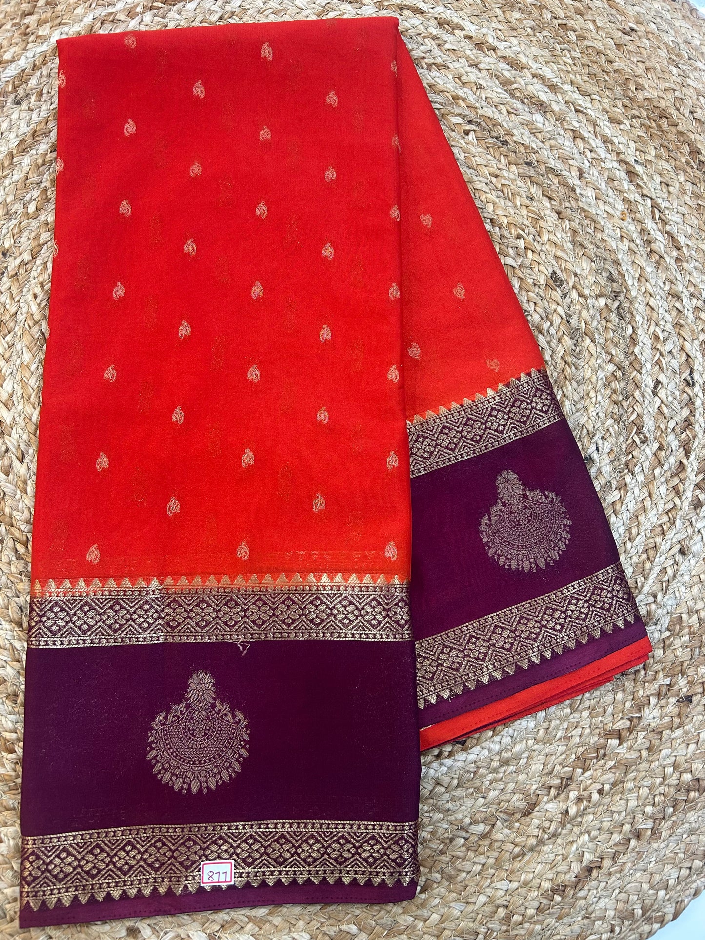 Mysore Crepe Gap borders rich pallu