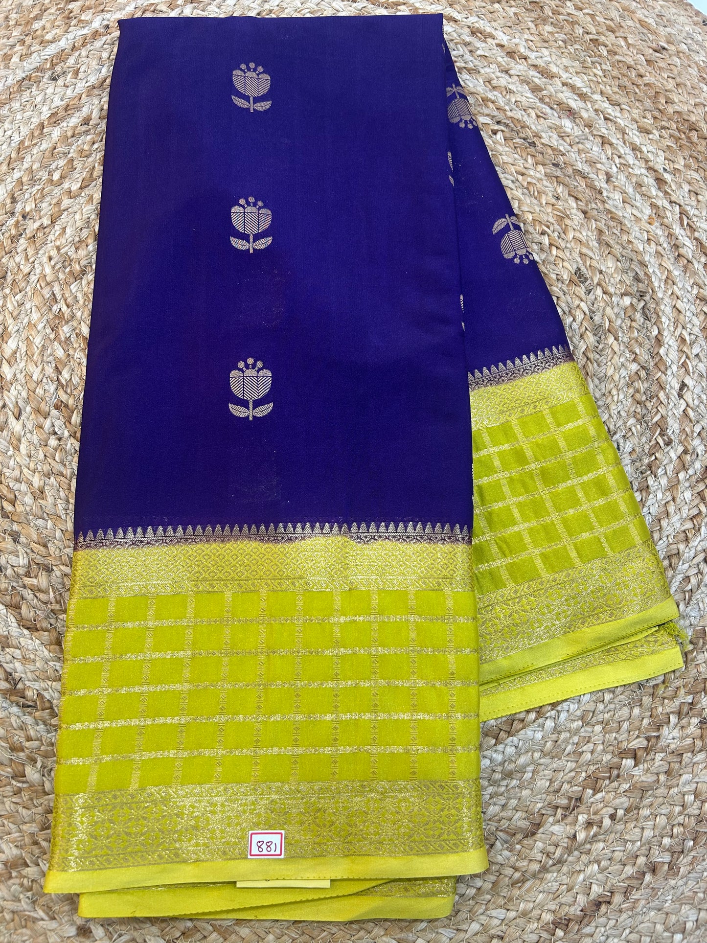 Mysore Crepe Gap borders rich pallu