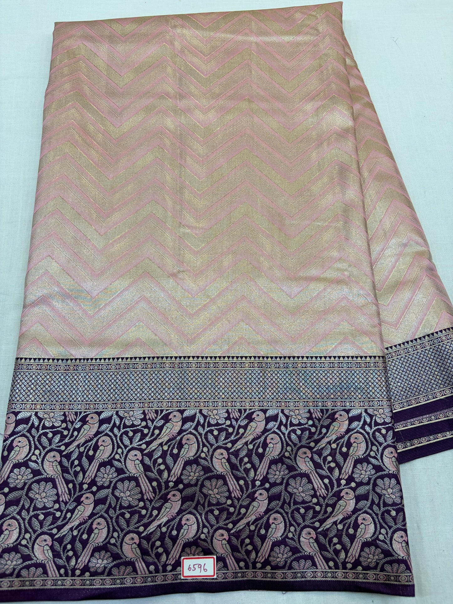 Meenakari Semi Kanchi Pattu Sarees Peach with Purple