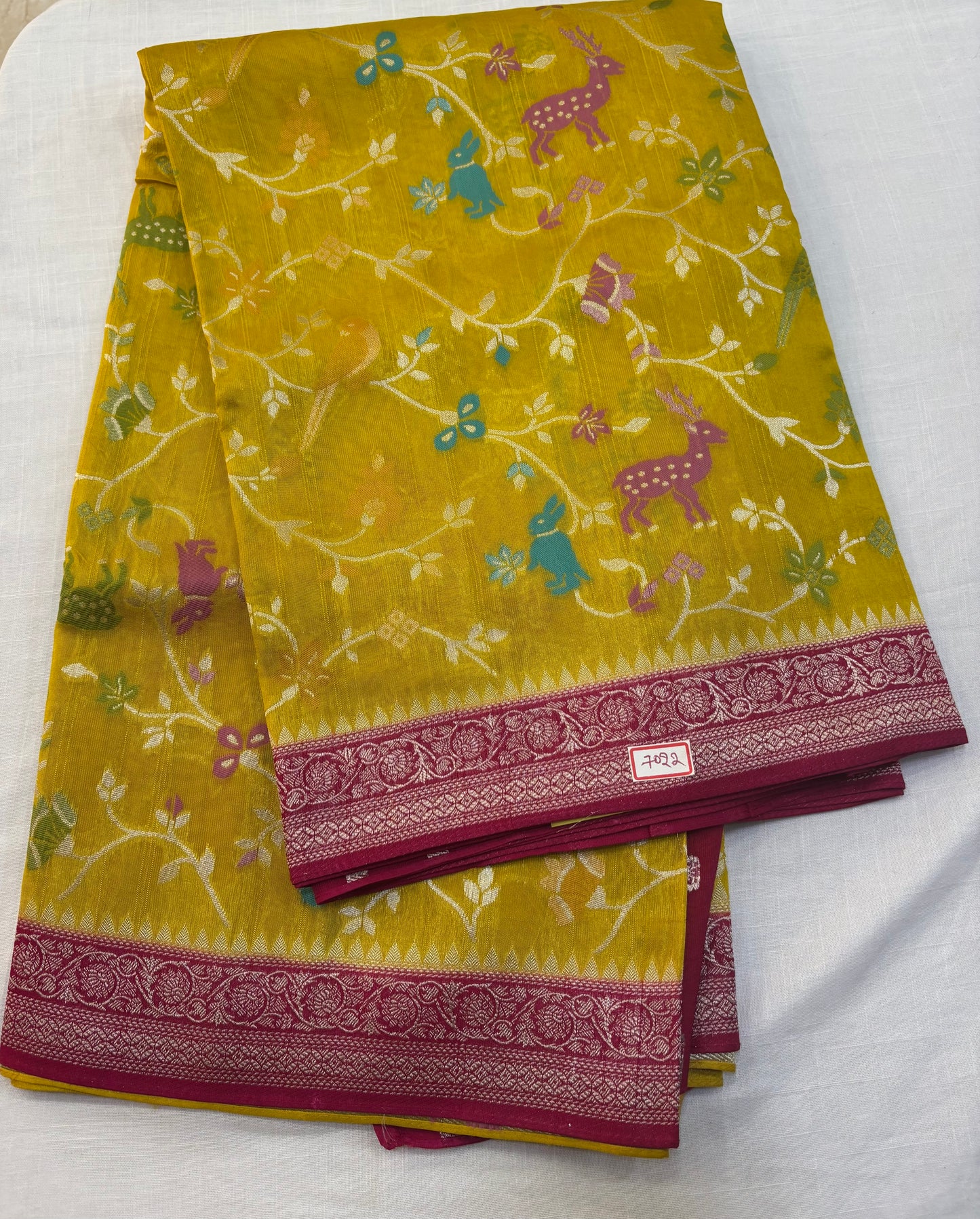 Moonga Tussar Paithani saree