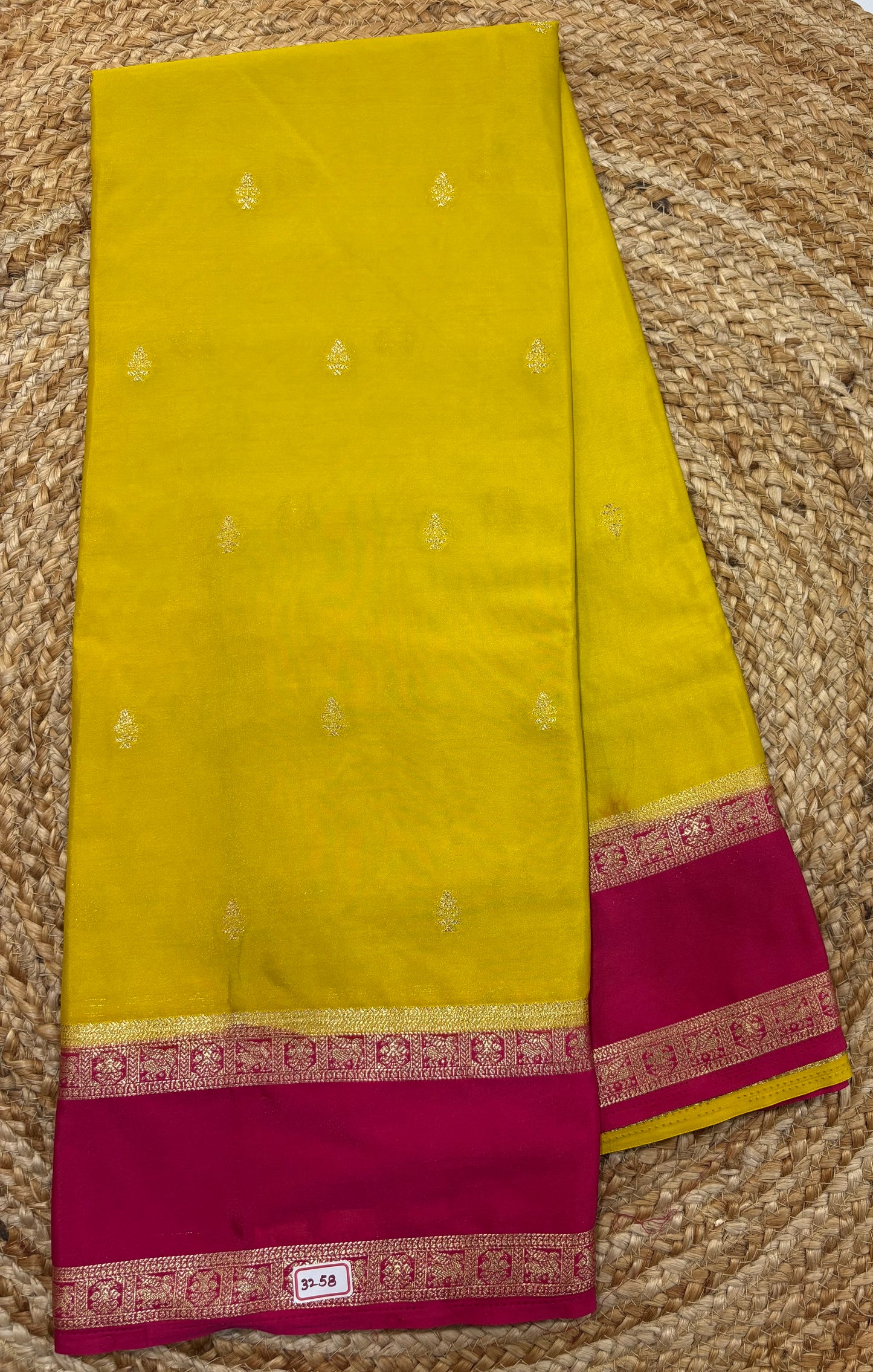 Mysore Crepe Gap Border Saree
