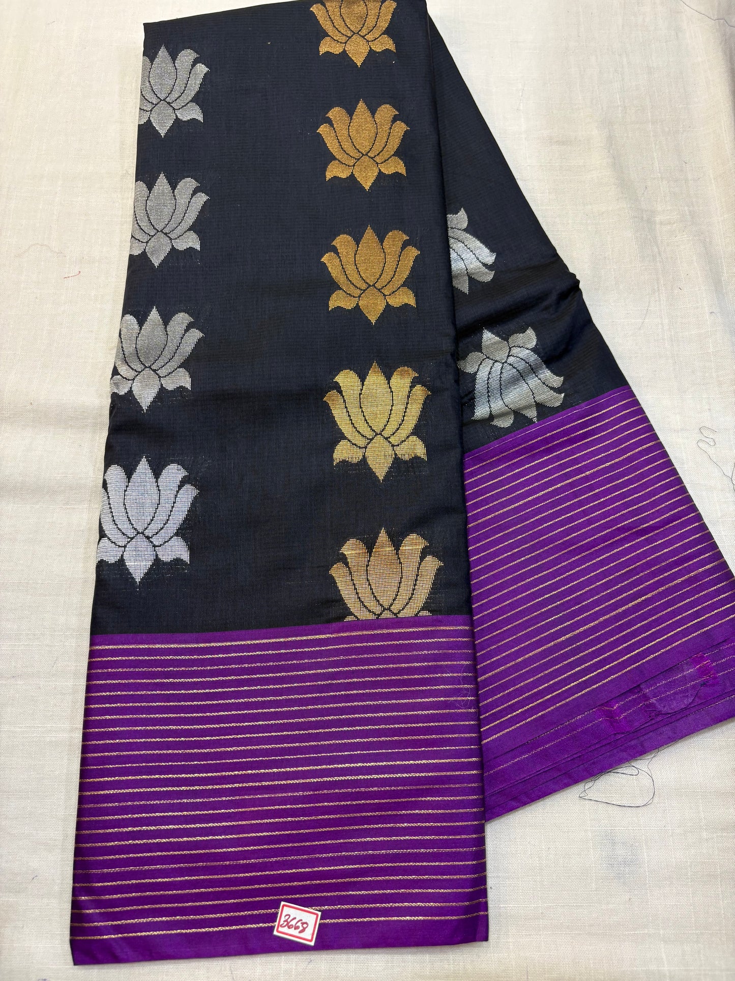 Semi Gadwal Sico Lines Border Saree