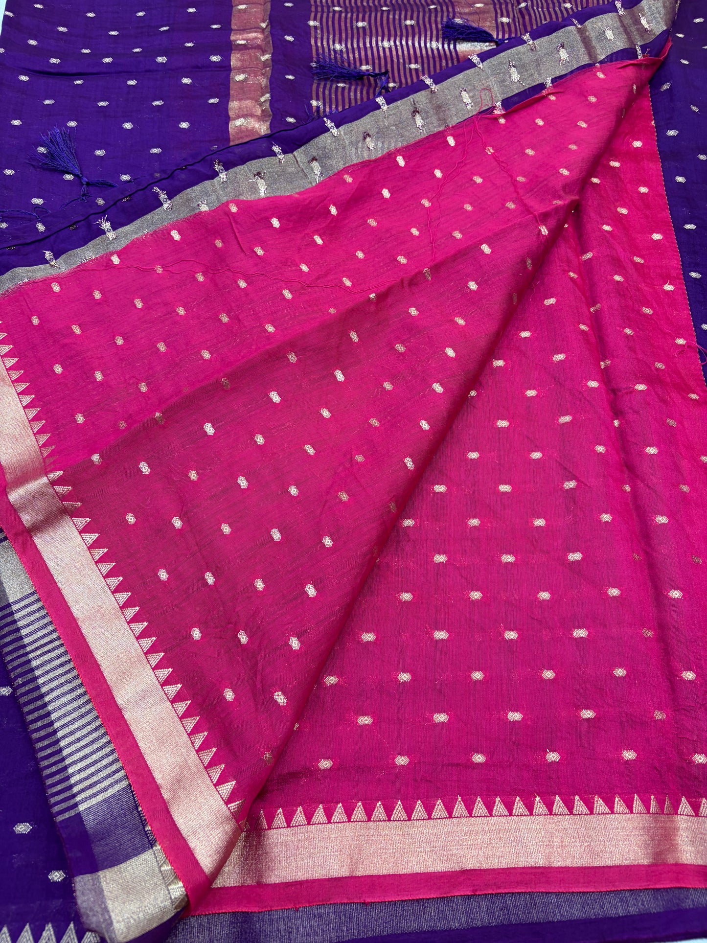 Purple Self Soft Dola Silk Sarees with pink Blouse