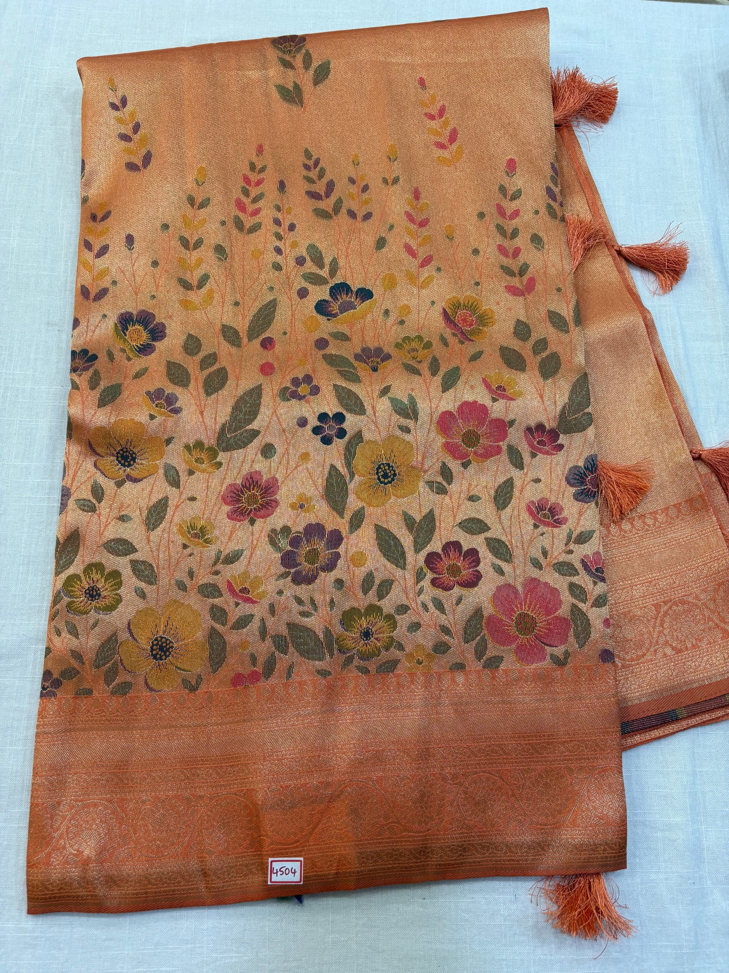 Banaras Georgette Tissue Floral weaving Saree