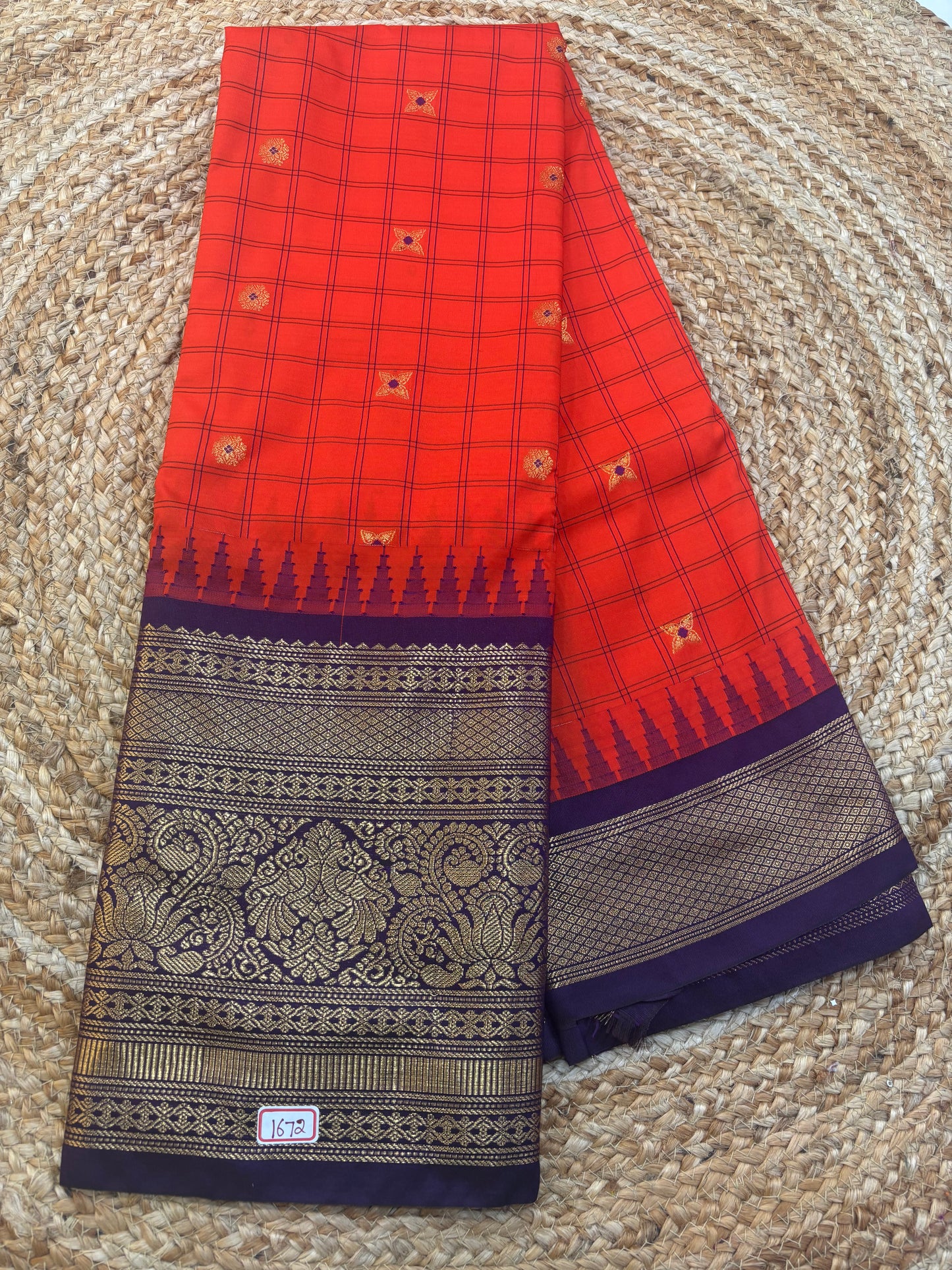 Semi Gadwal Checks Saree