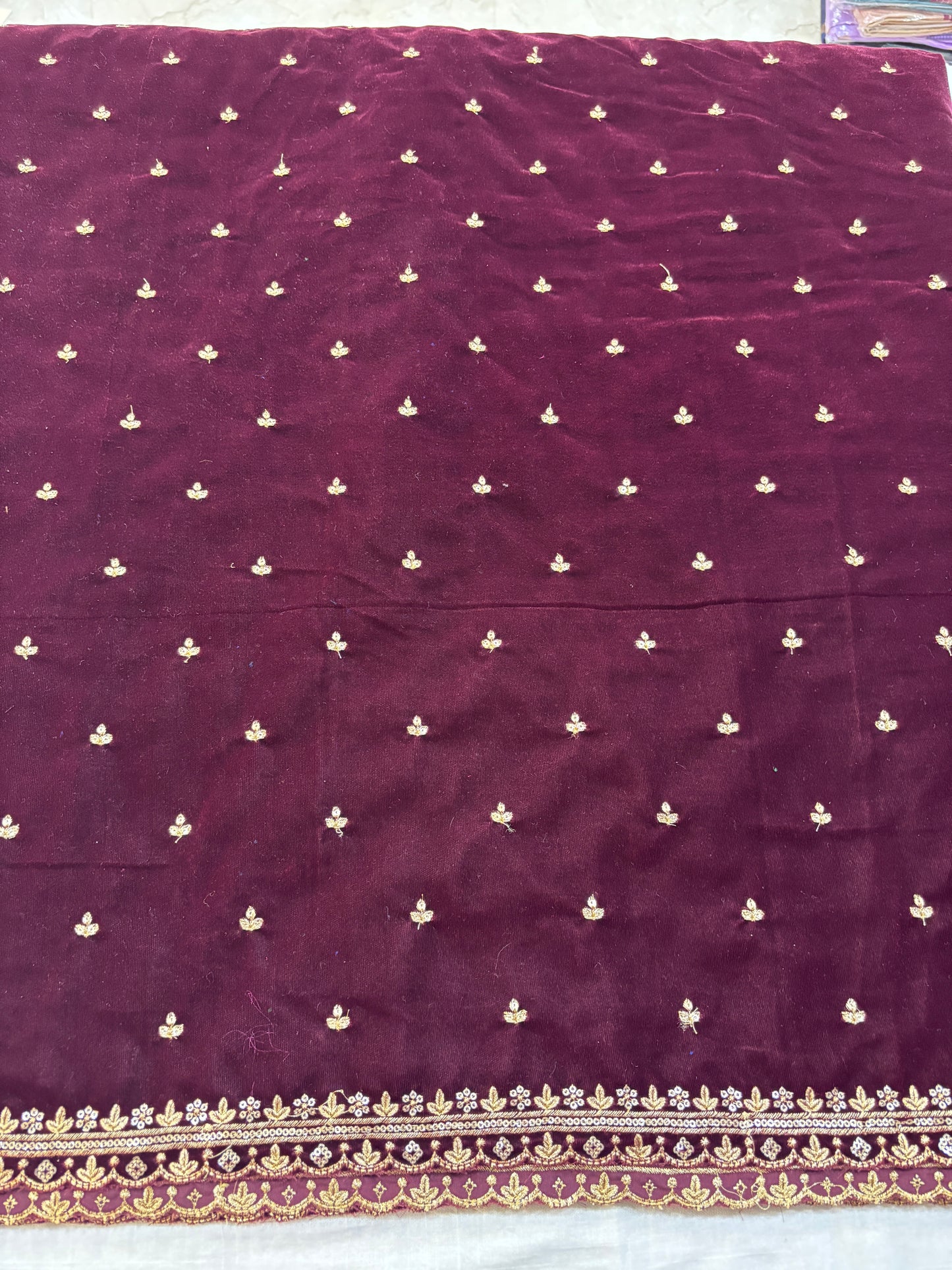 Velvet material Maroon