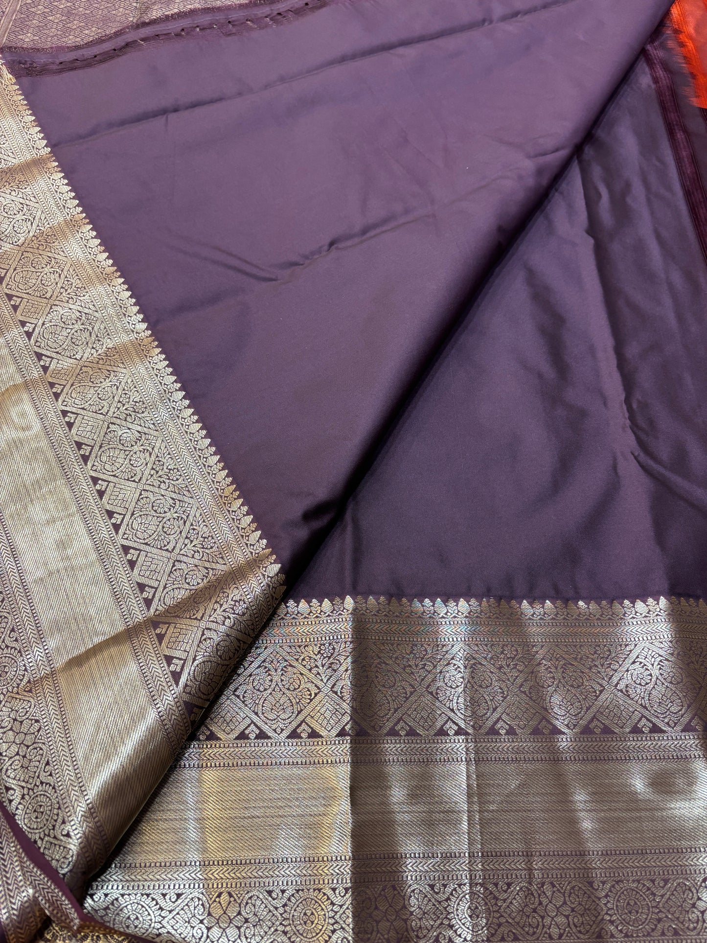 Semi Kanchi Rust Orange Saree-09