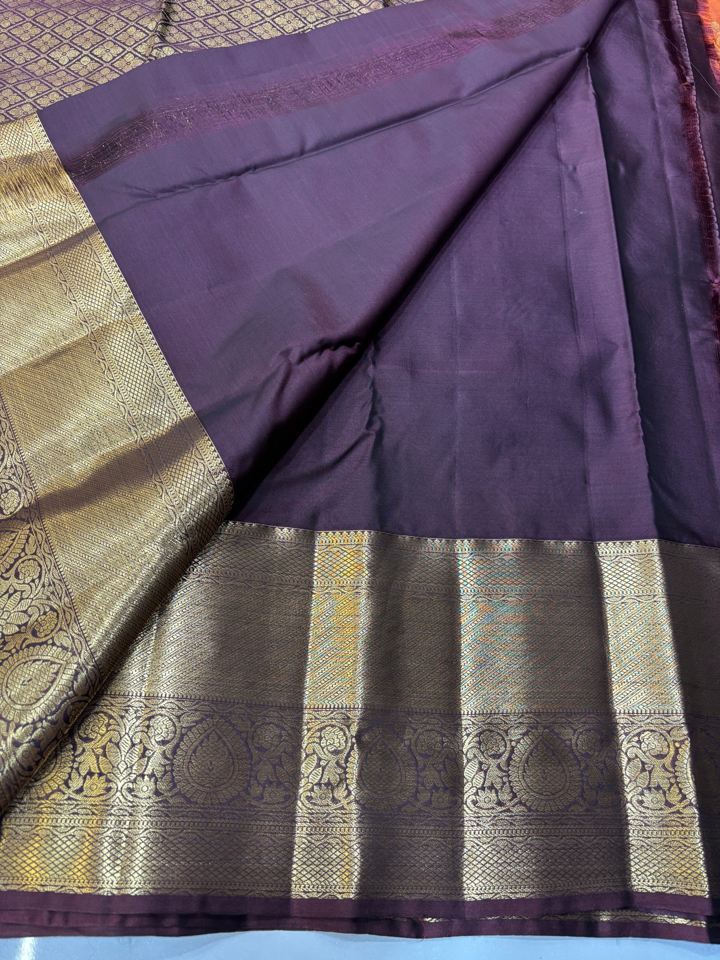 Semi Kanchi Rust Orange Saree-12
