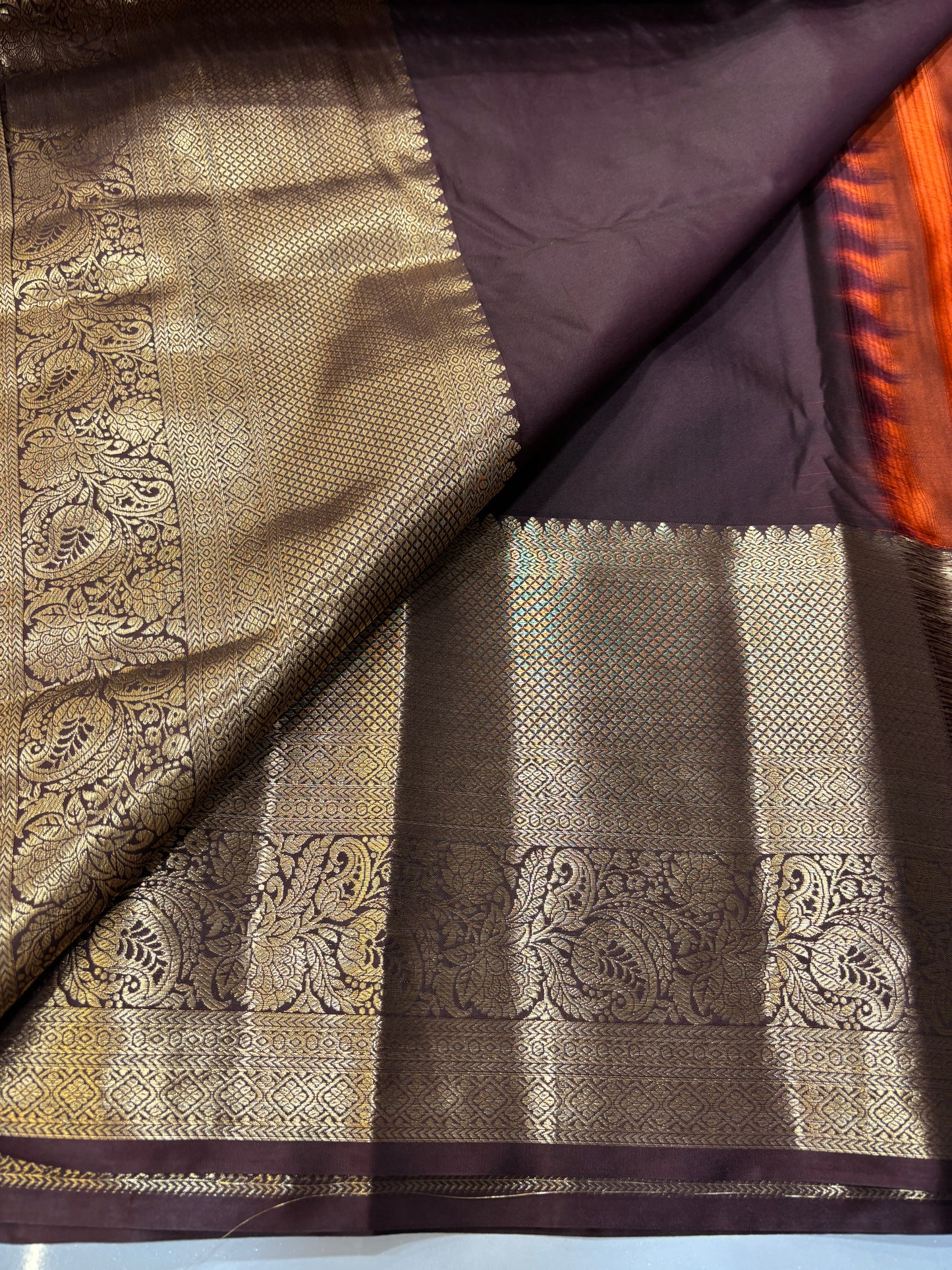 Semi Kanchi Rust Orange Saree-10