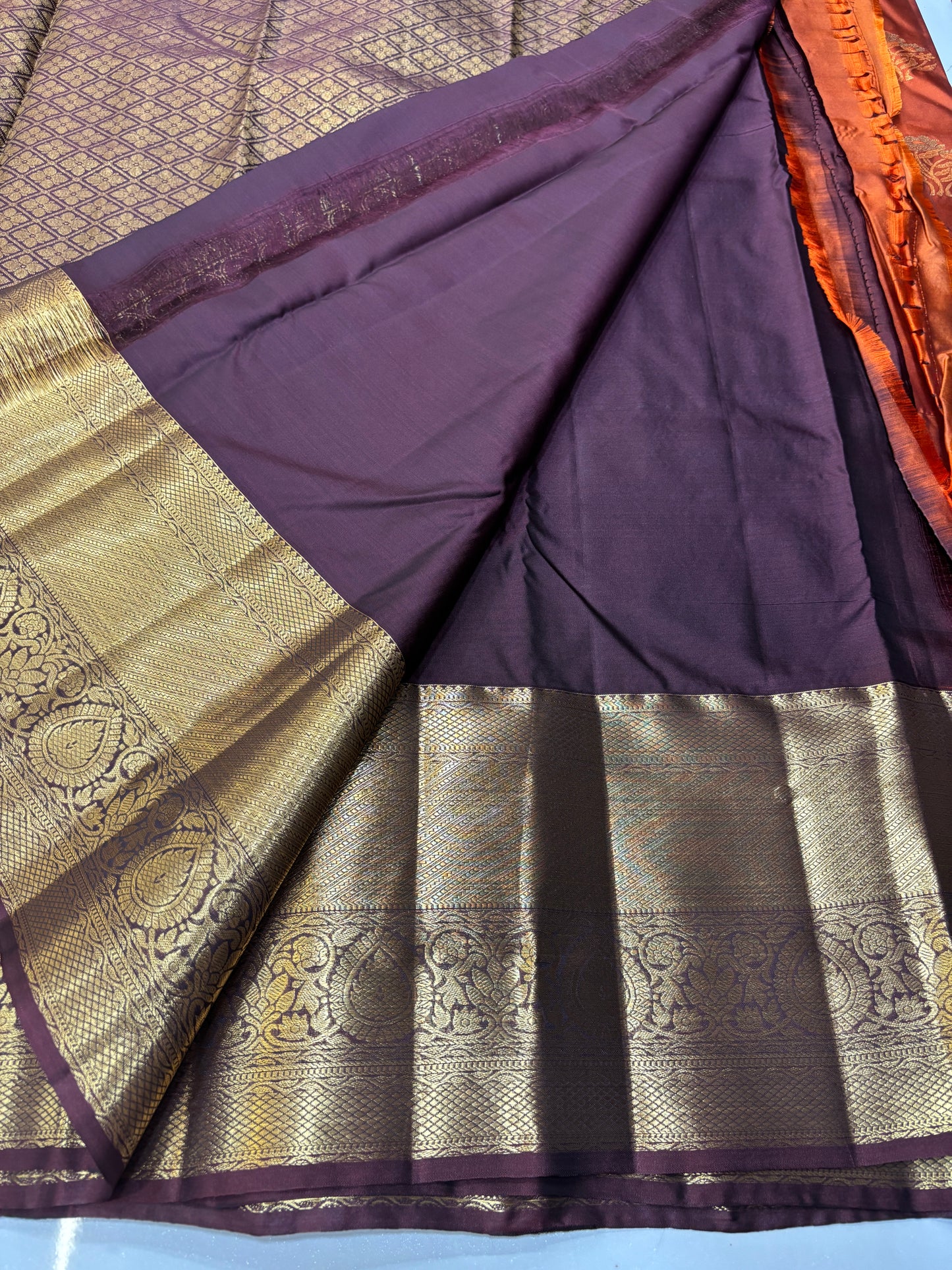 Semi Kanchi Rust Orange Saree-11