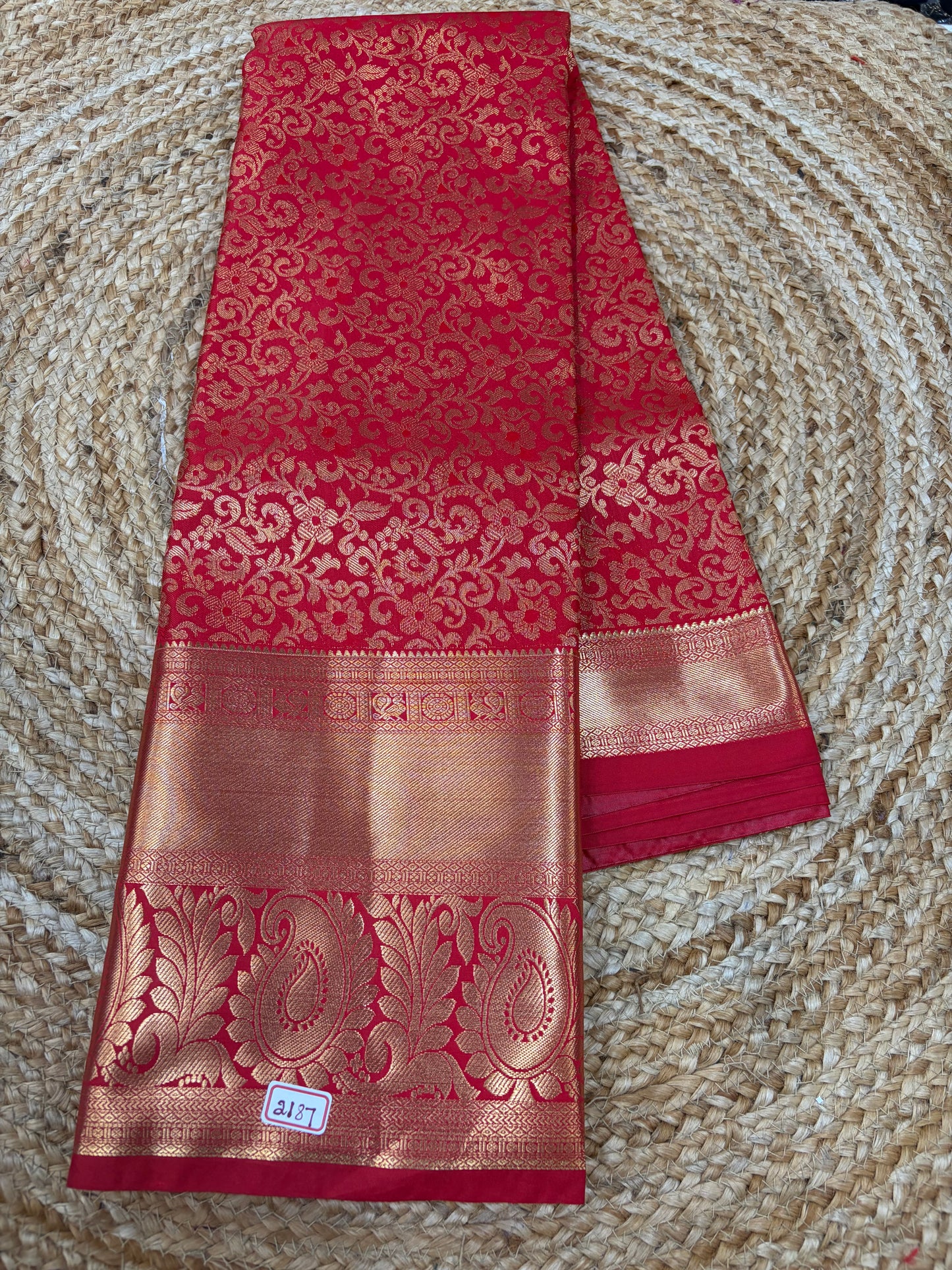 Self Red Semi Kanchi Pattu Sarees