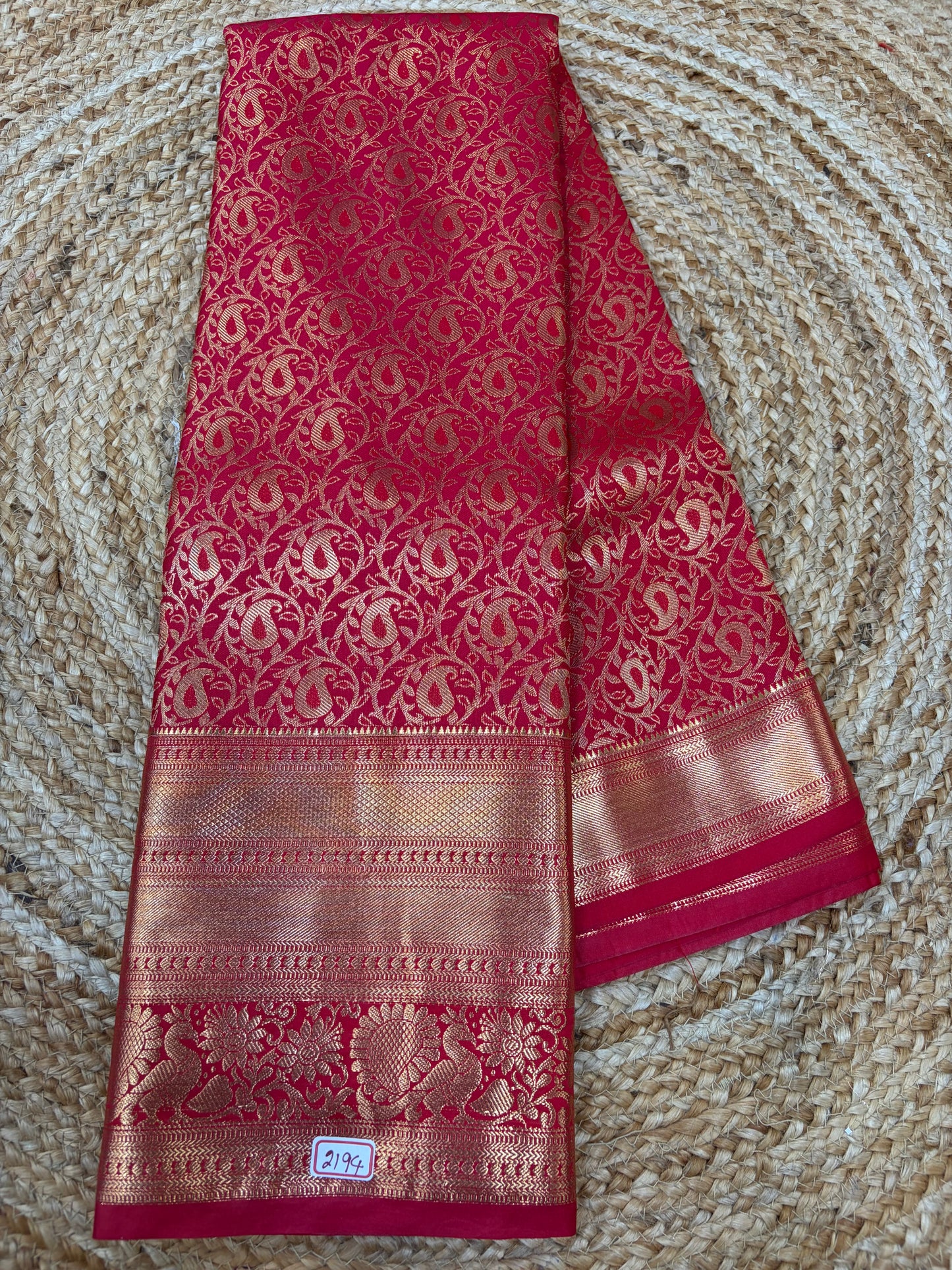 Self Red Semi Kanchi Pattu Sarees