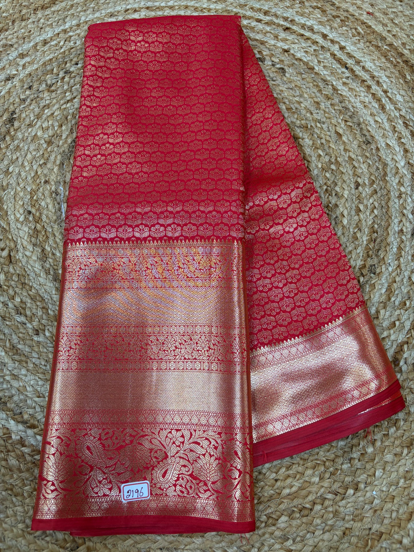 Self Red Semi Kanchi Pattu Sarees