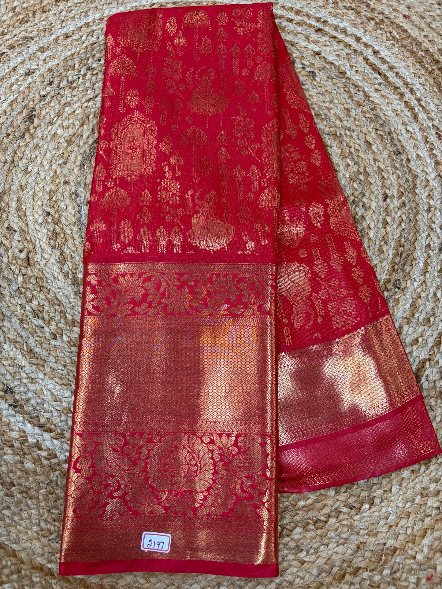 Self Red Semi Kanchi Pattu Sarees