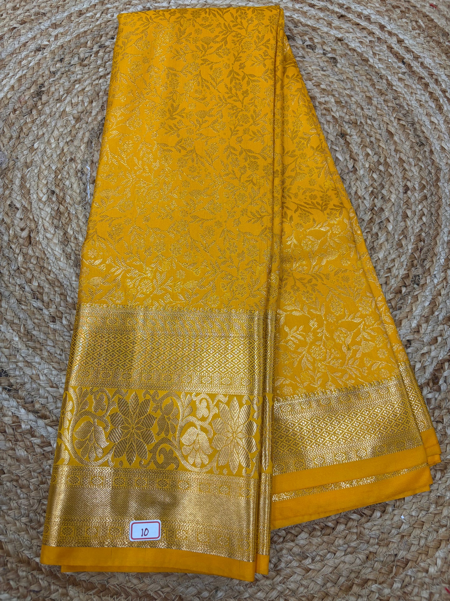 Self Yellow Semi Kanchi Pattu Sarees