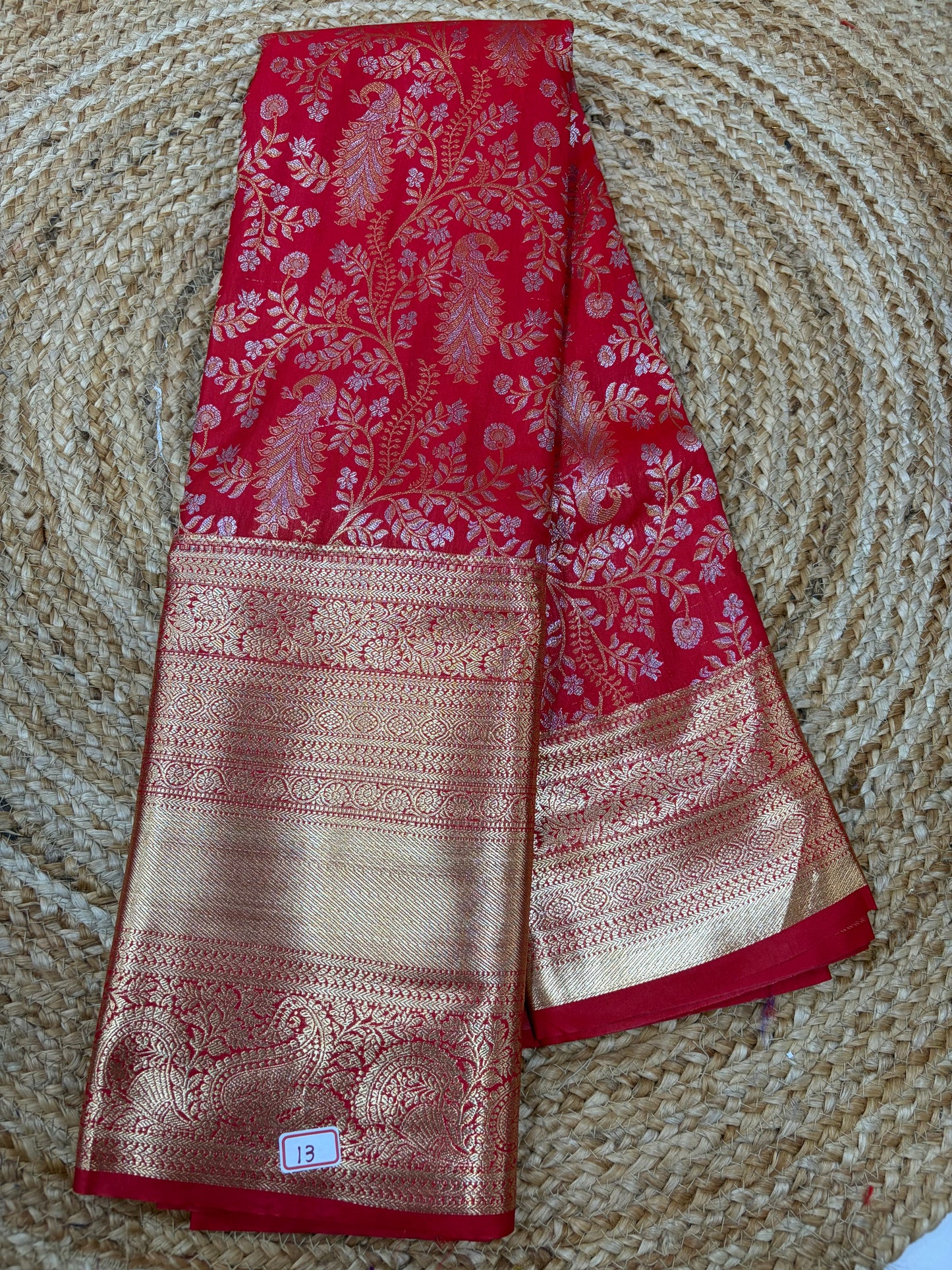 Self Red Semi Kanchi Pattu Sarees