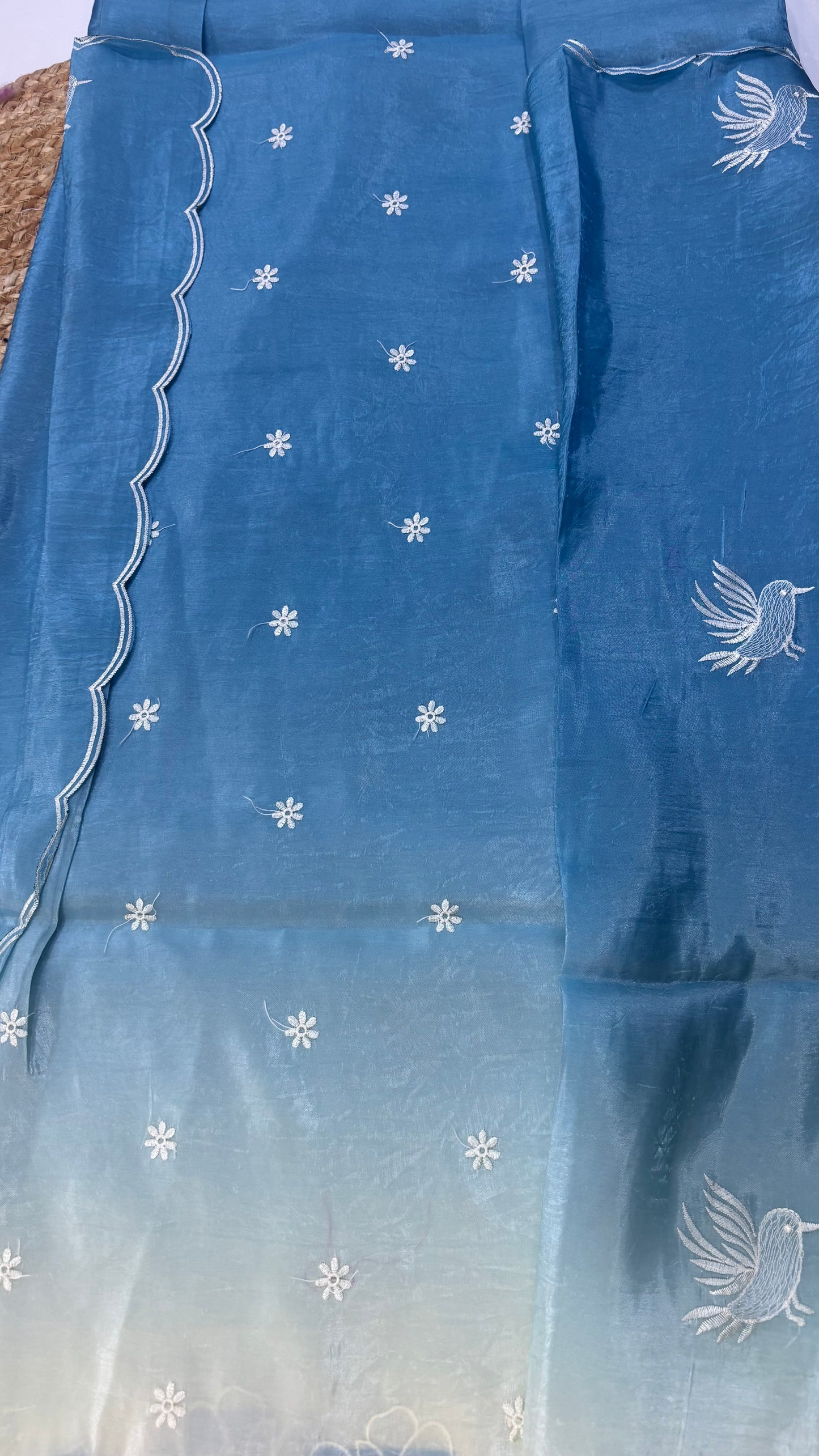 Soft Organza Applique Embroidery Sarees