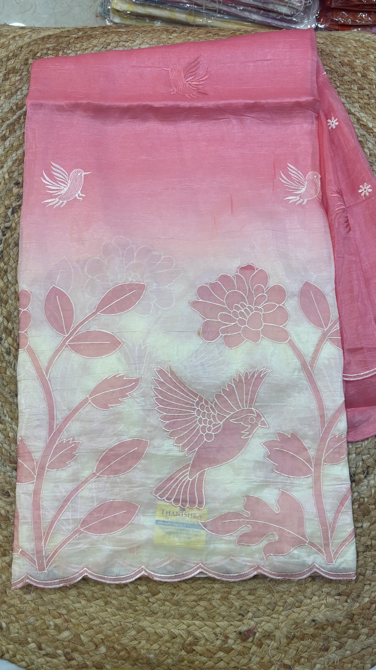 Soft Organza Applique Embroidery Sarees