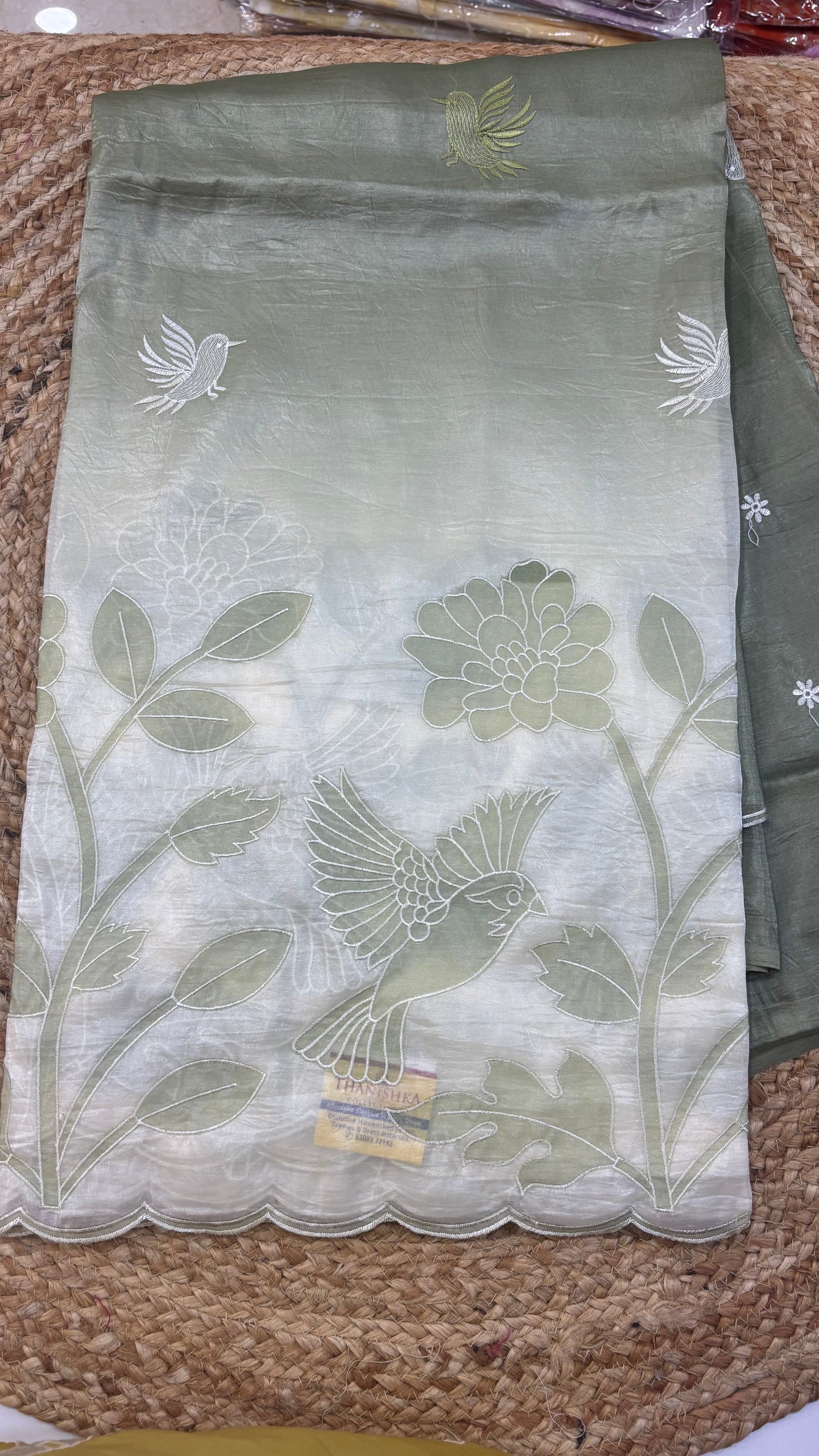 Soft Organza Applique Embroidery Sarees