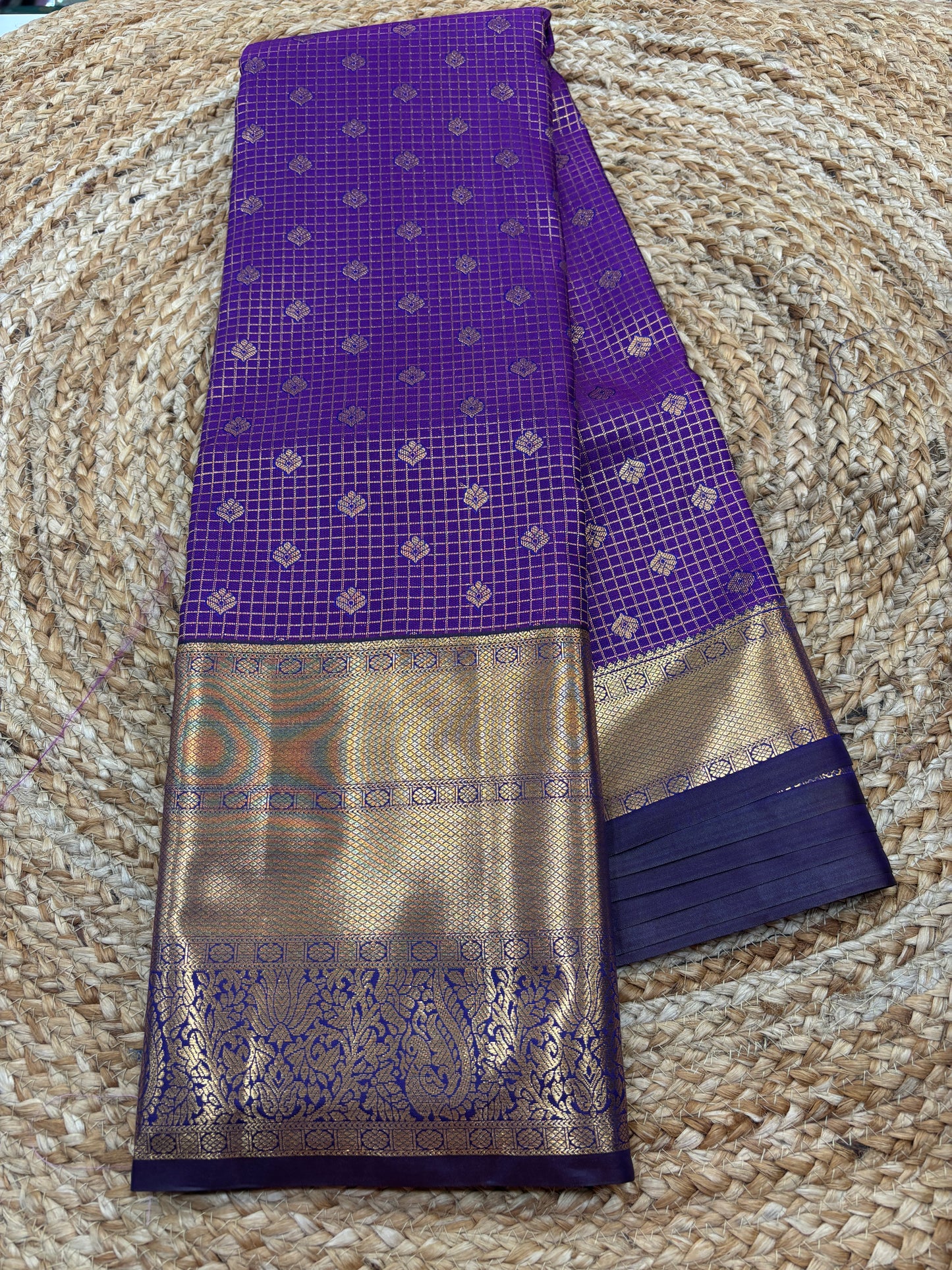 Semi Kanchi Self Purple saree-23
