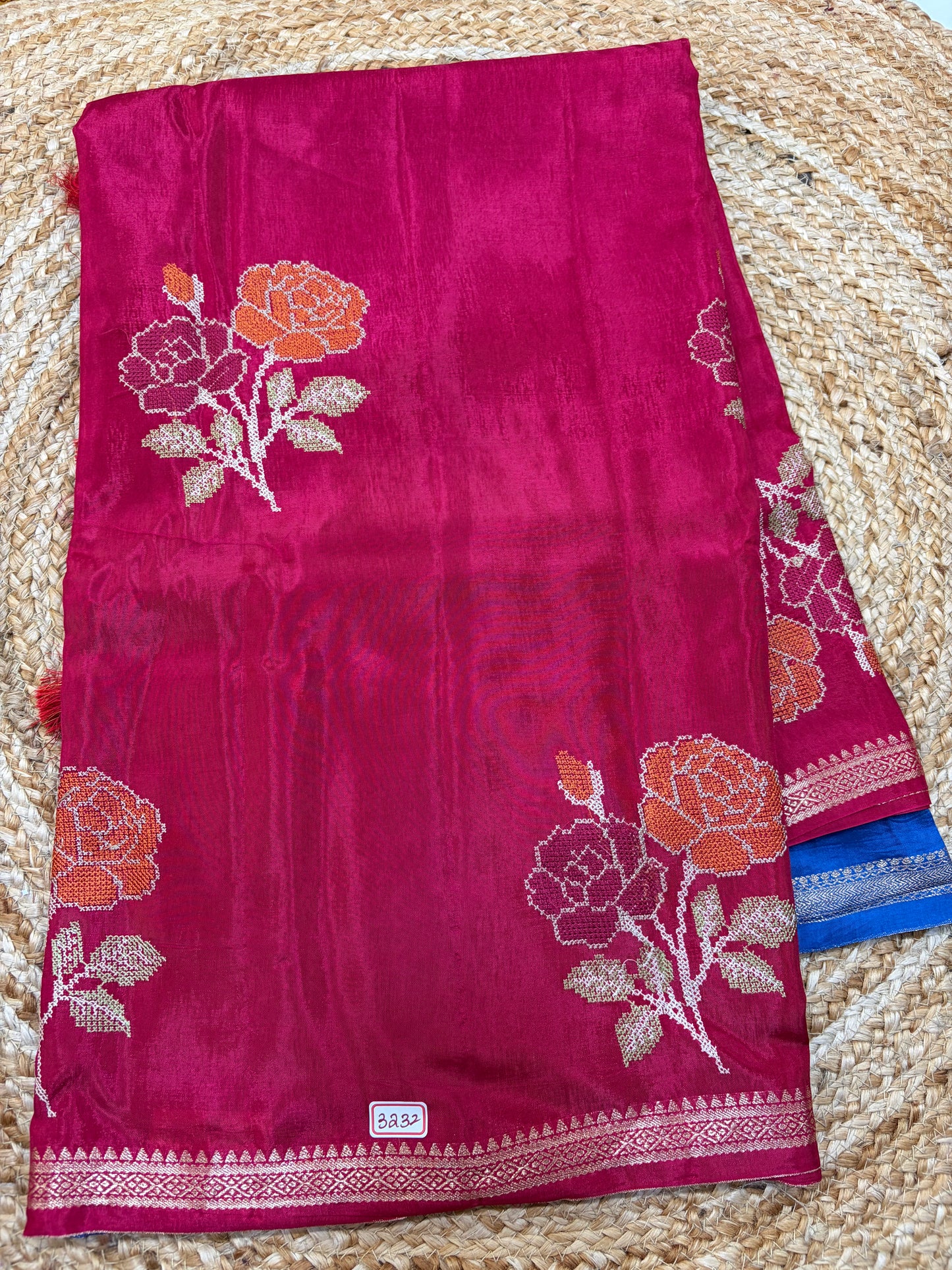 Russian Crepe Pettitpoint Embroidery Saree