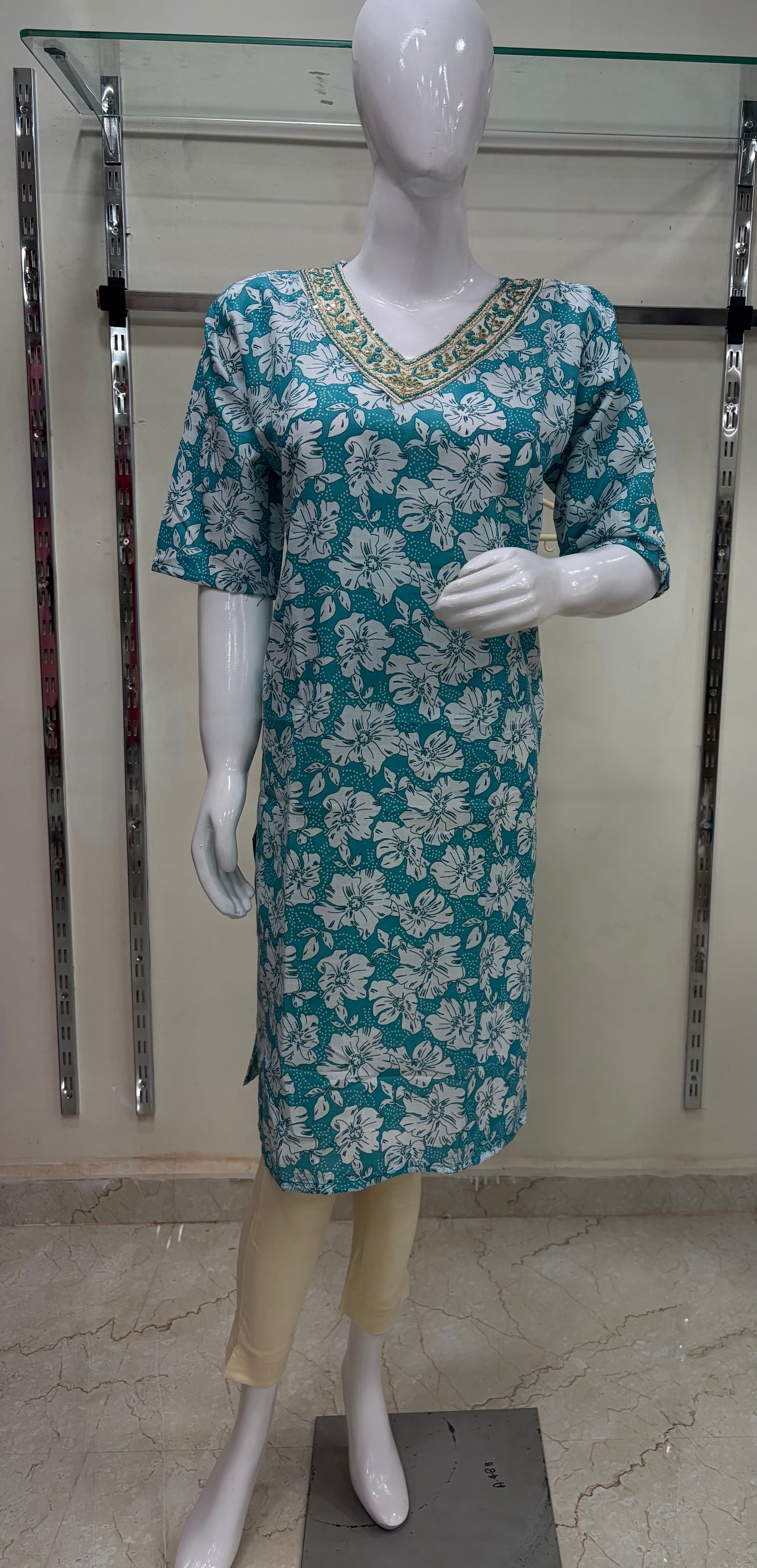 V Neck Embroidery Kurti