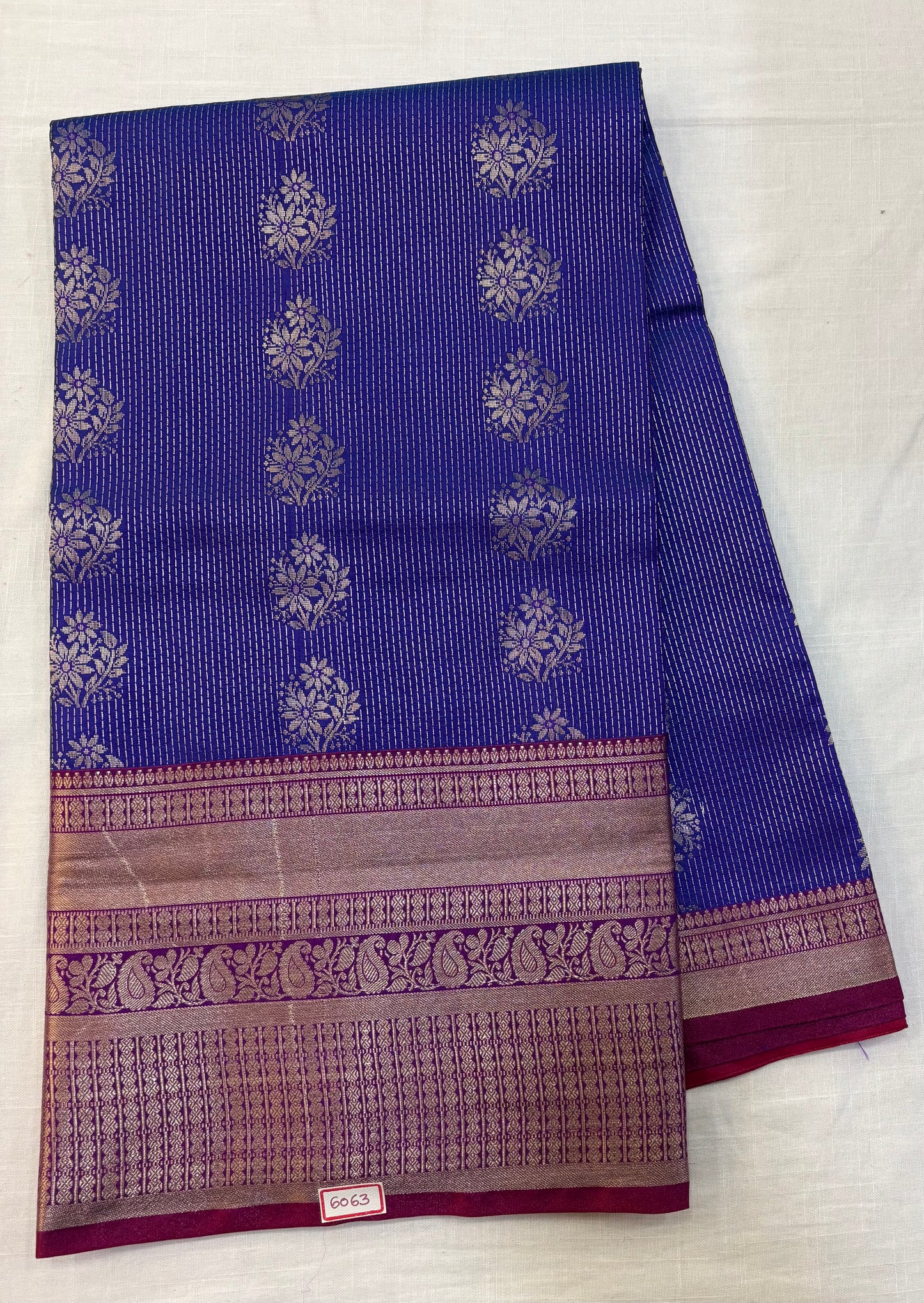 Semi Uppada Saree Dark Blue with Pink