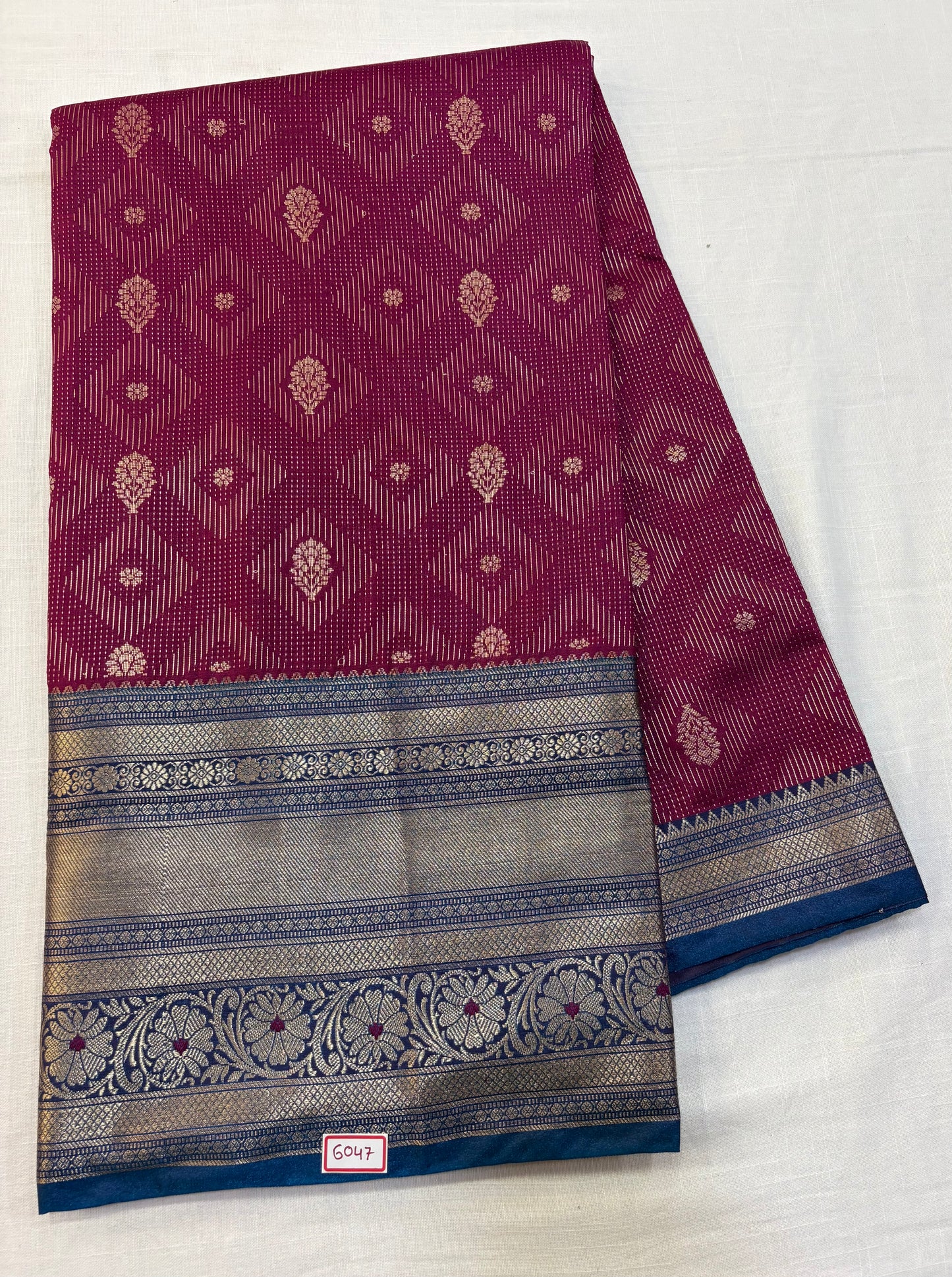 Semi Uppada Saree Dark maroon with Blue