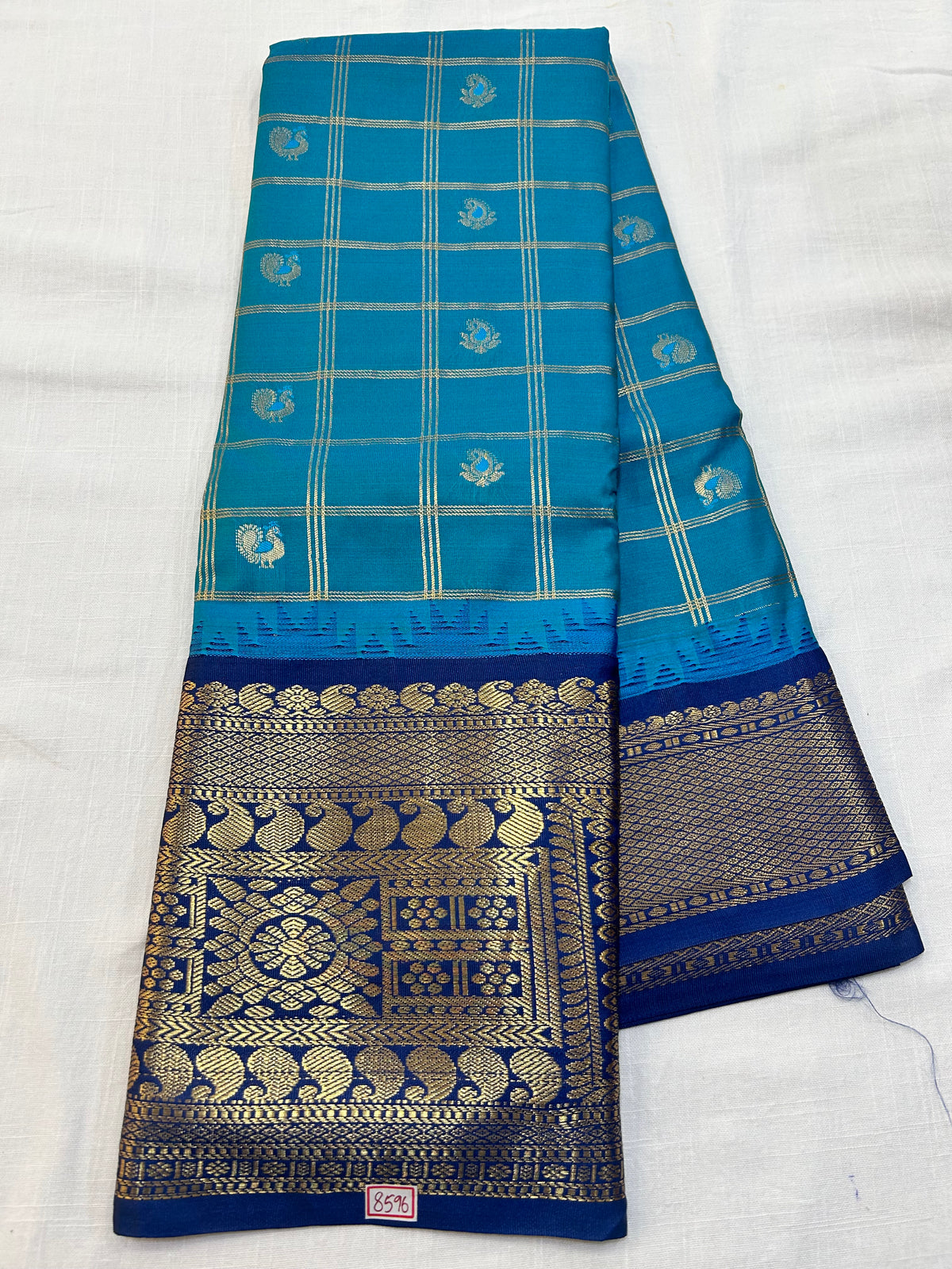 Semi Gadwal Silk Zari Checks Saree