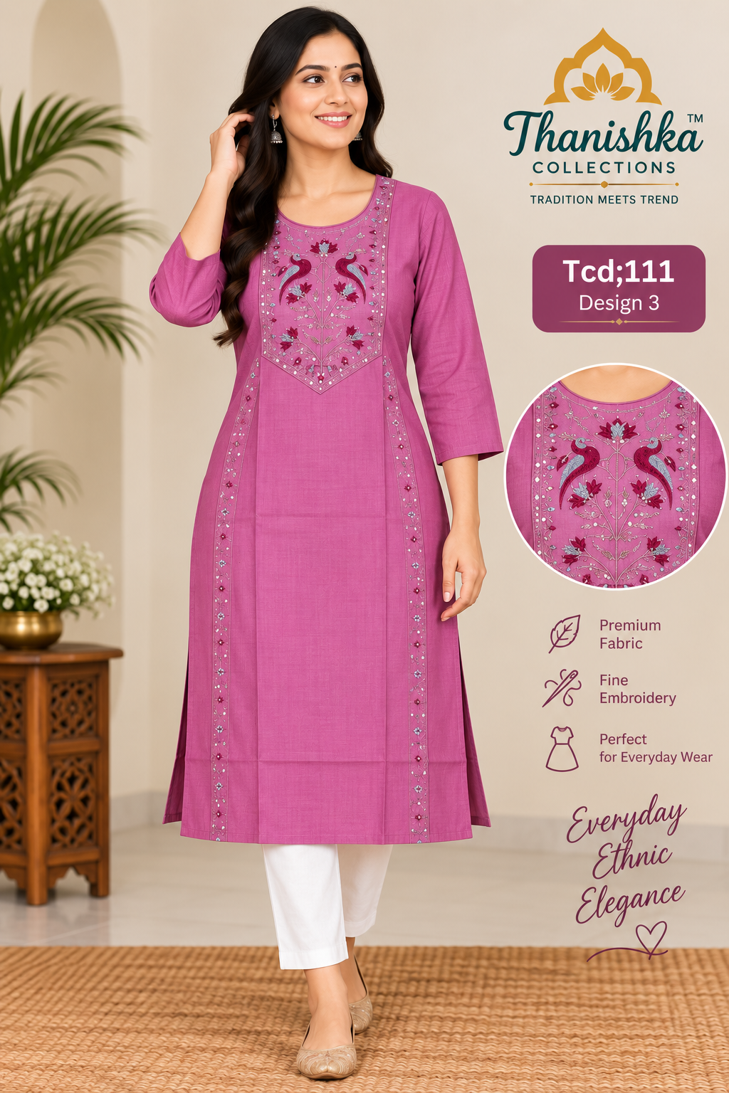 Vatican Silk Embroidery Kurts