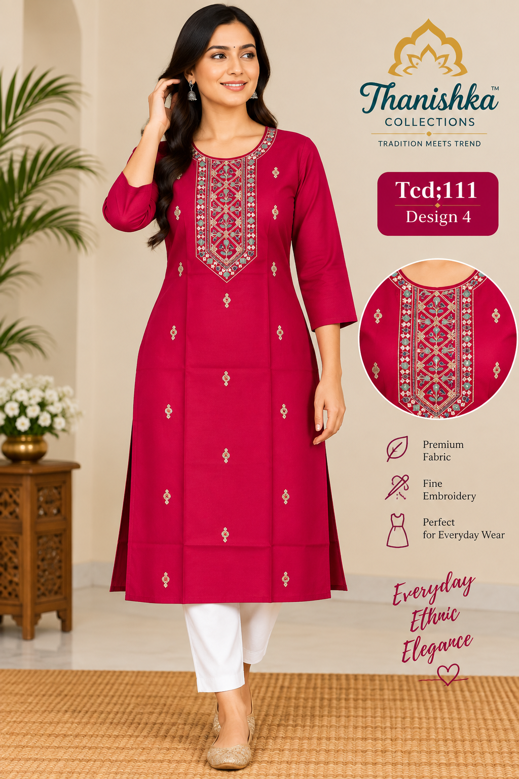 Vatican Silk Embroidery Kurts